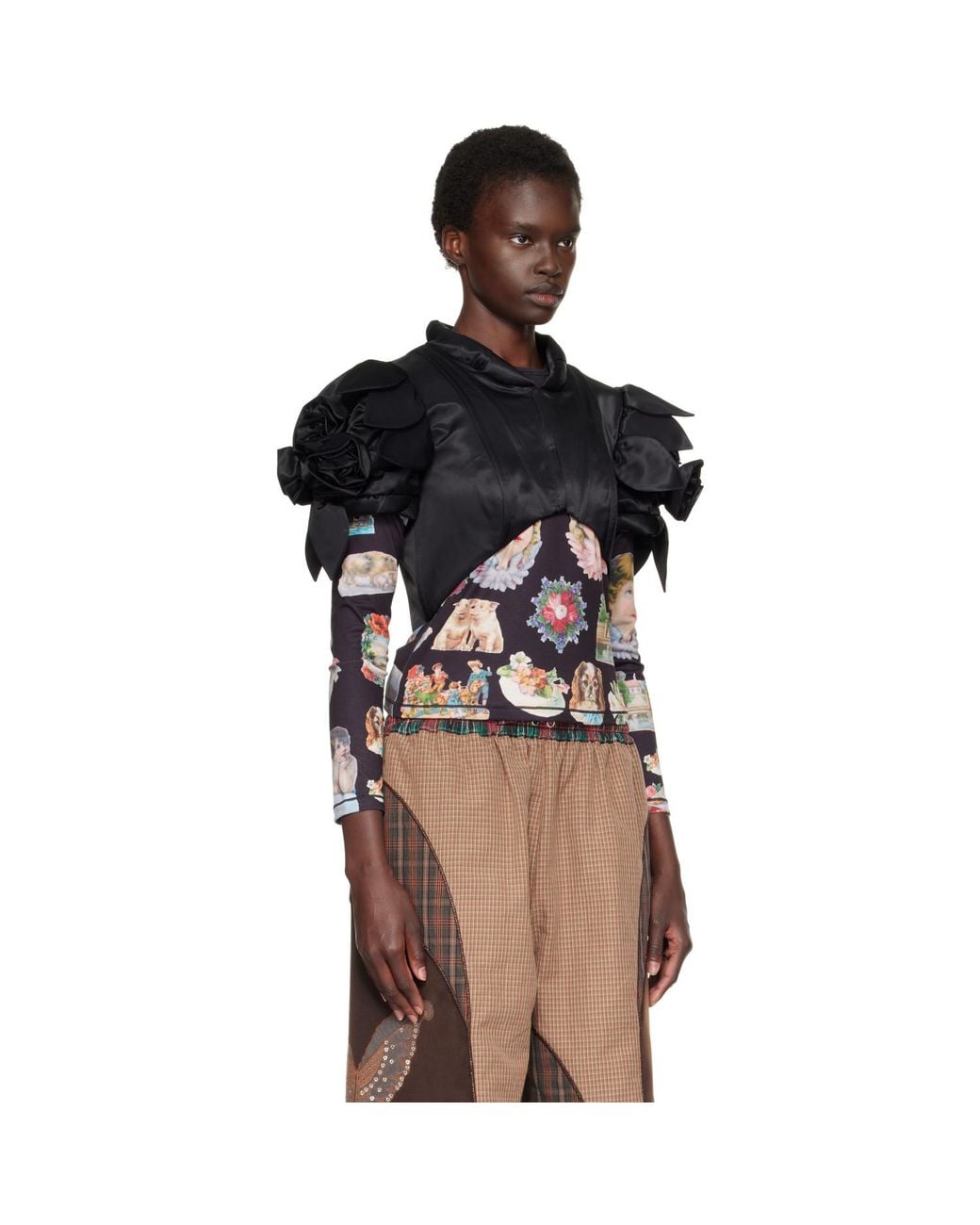 Chopova Lowena Black Rose Shrug Top