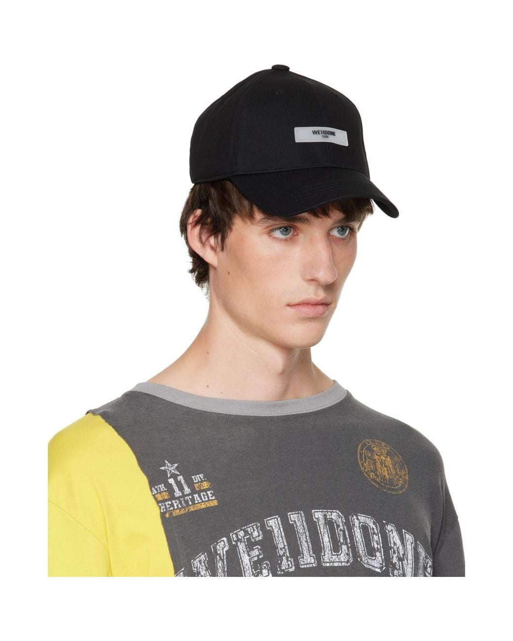 we11done Black Logo Patch Cap for men