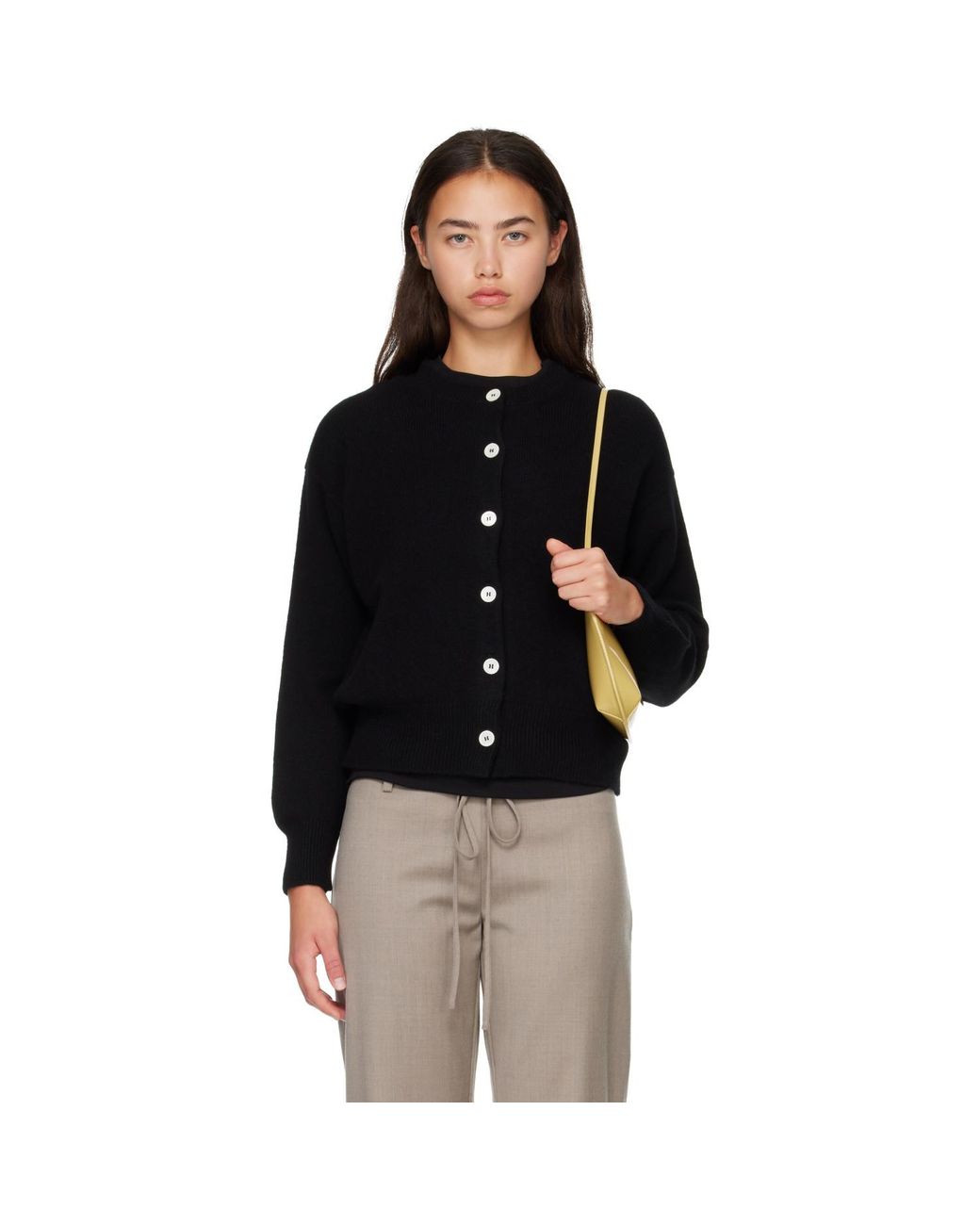 &Daughter Black Ada Crewneck Cardigan