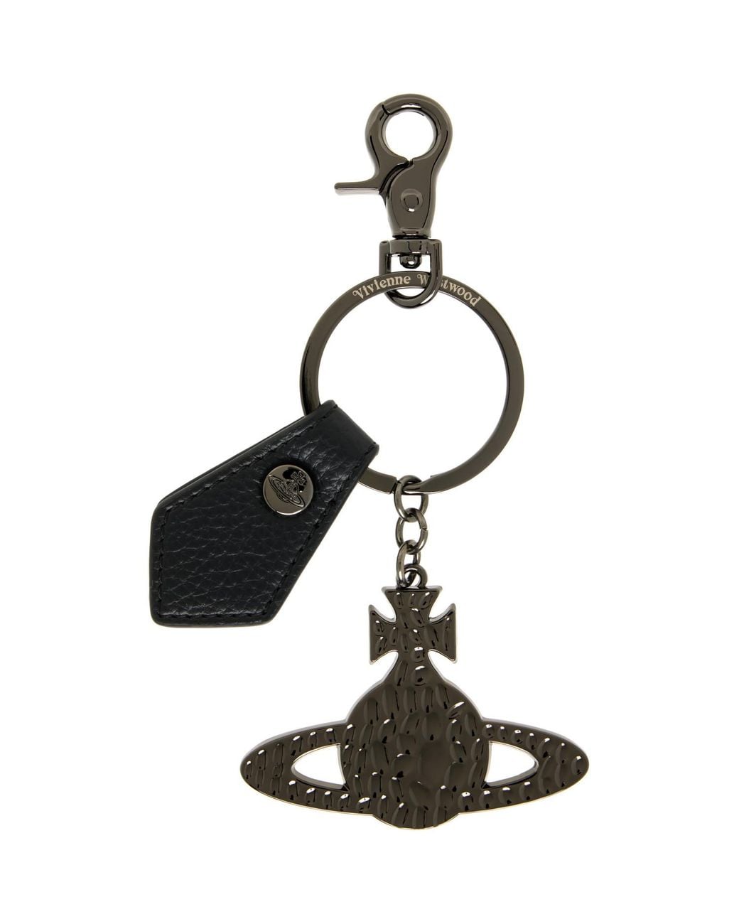 Vivienne Westwood Black Gunmetal Hamme Orb Keychain for men