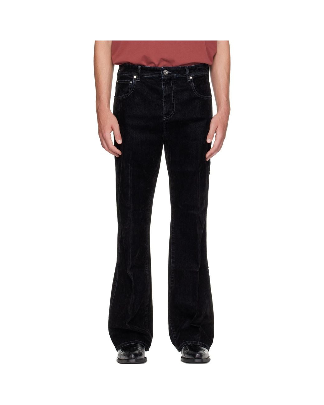Amiri Black Vintage Cut Flock Denim Jeans for men