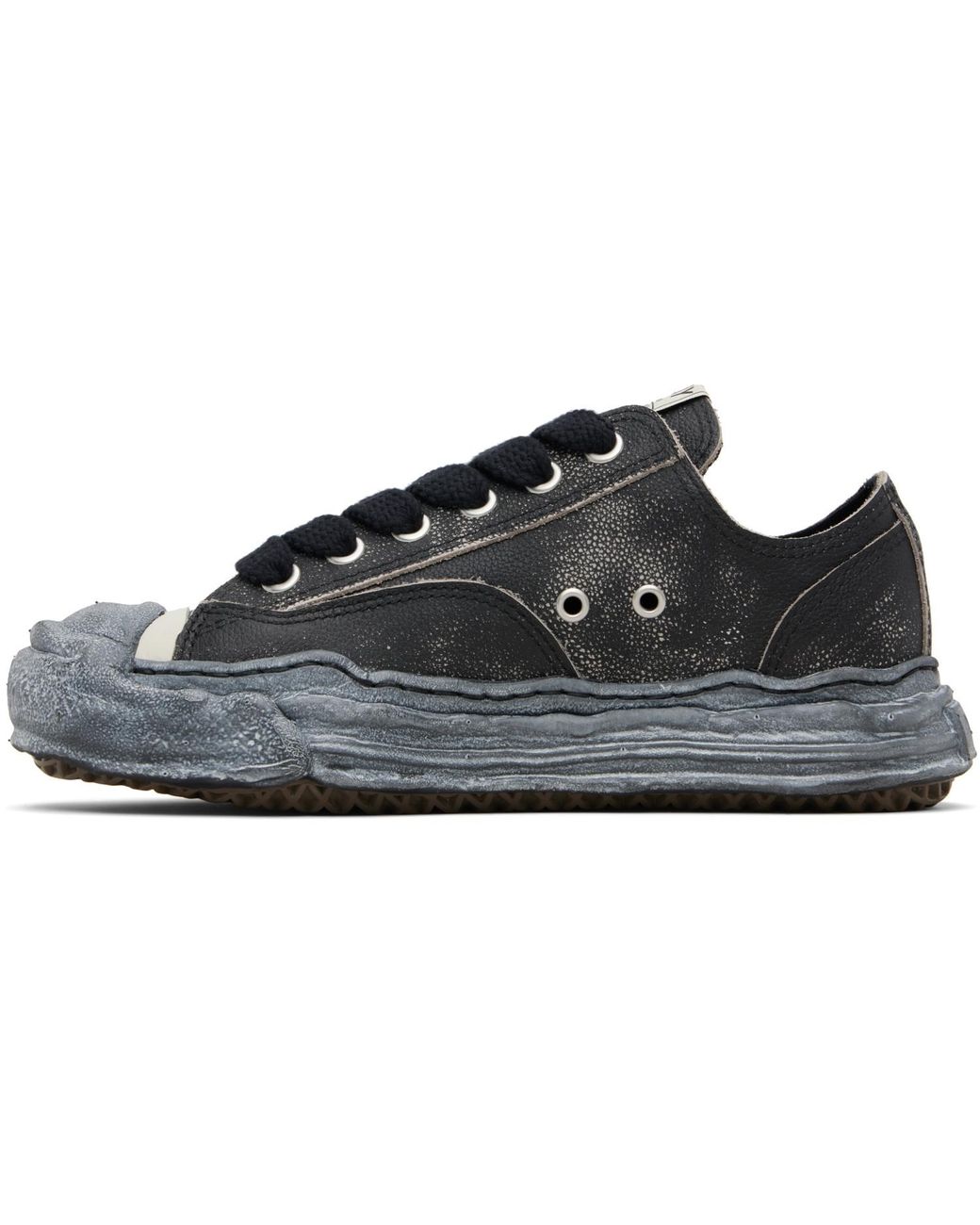 Maison Mihara Yasuhiro Black 'Hank' Og Sole Shrink Leather Low-Top Sneakers for men