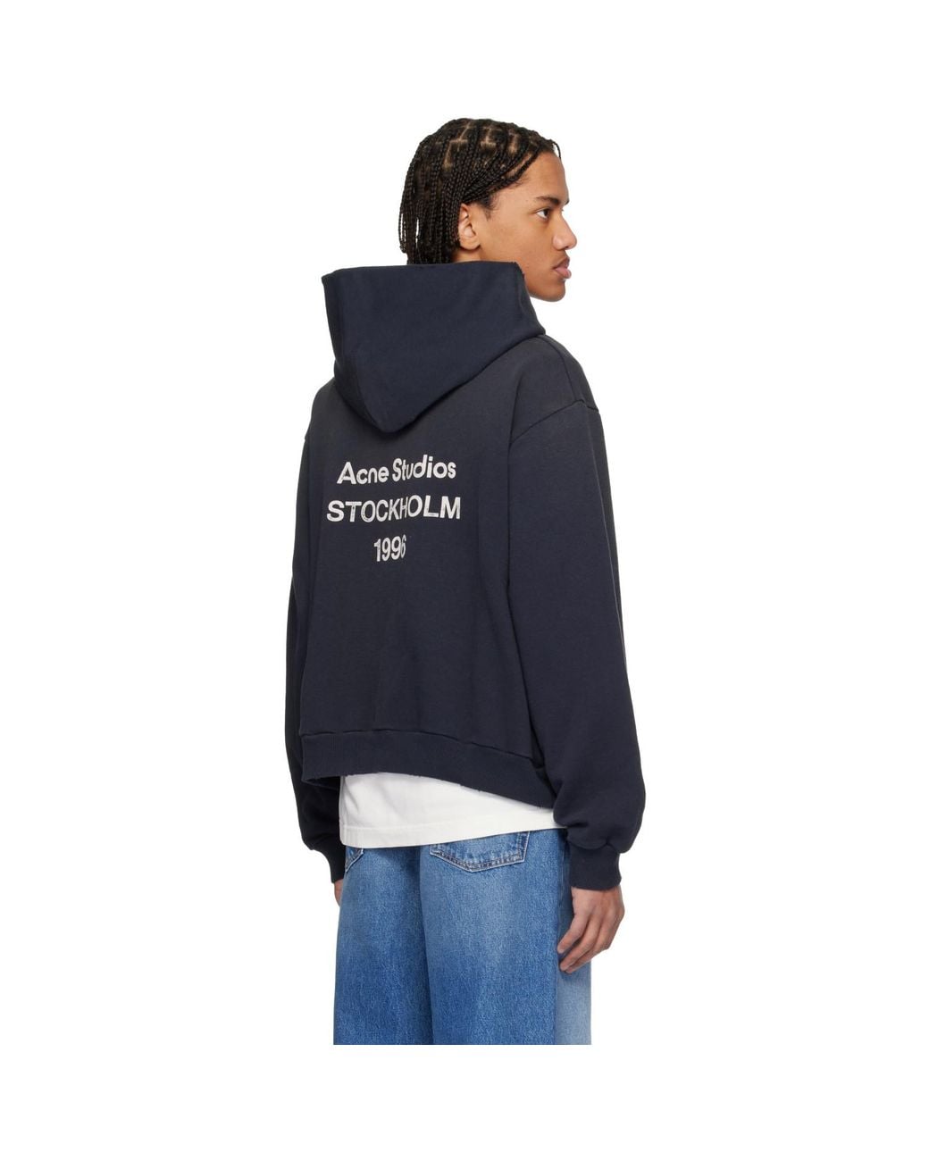 Acne Blue Logo Hoodie for men