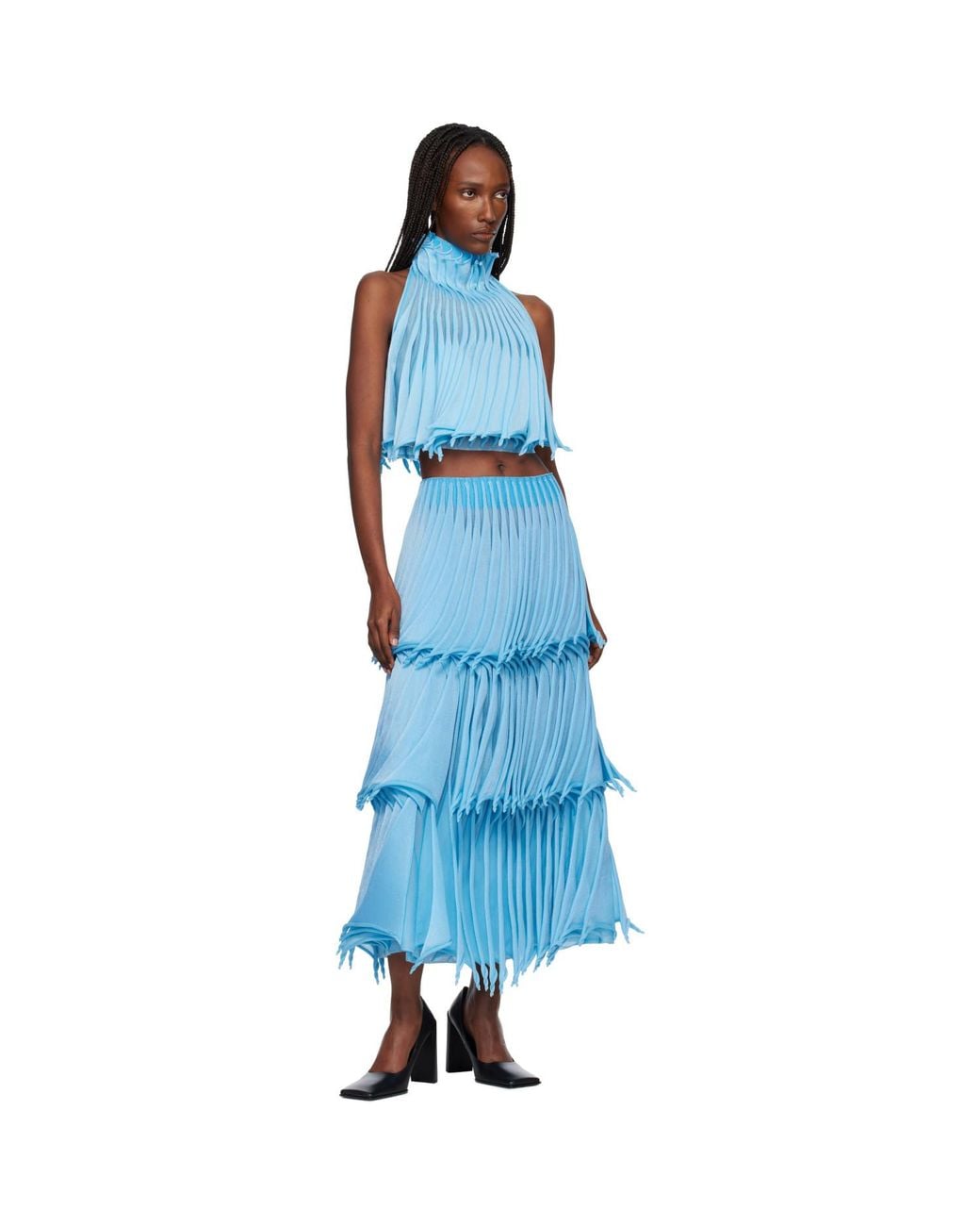 Alaïa Blue Cups Nylon Knit Tapered Top