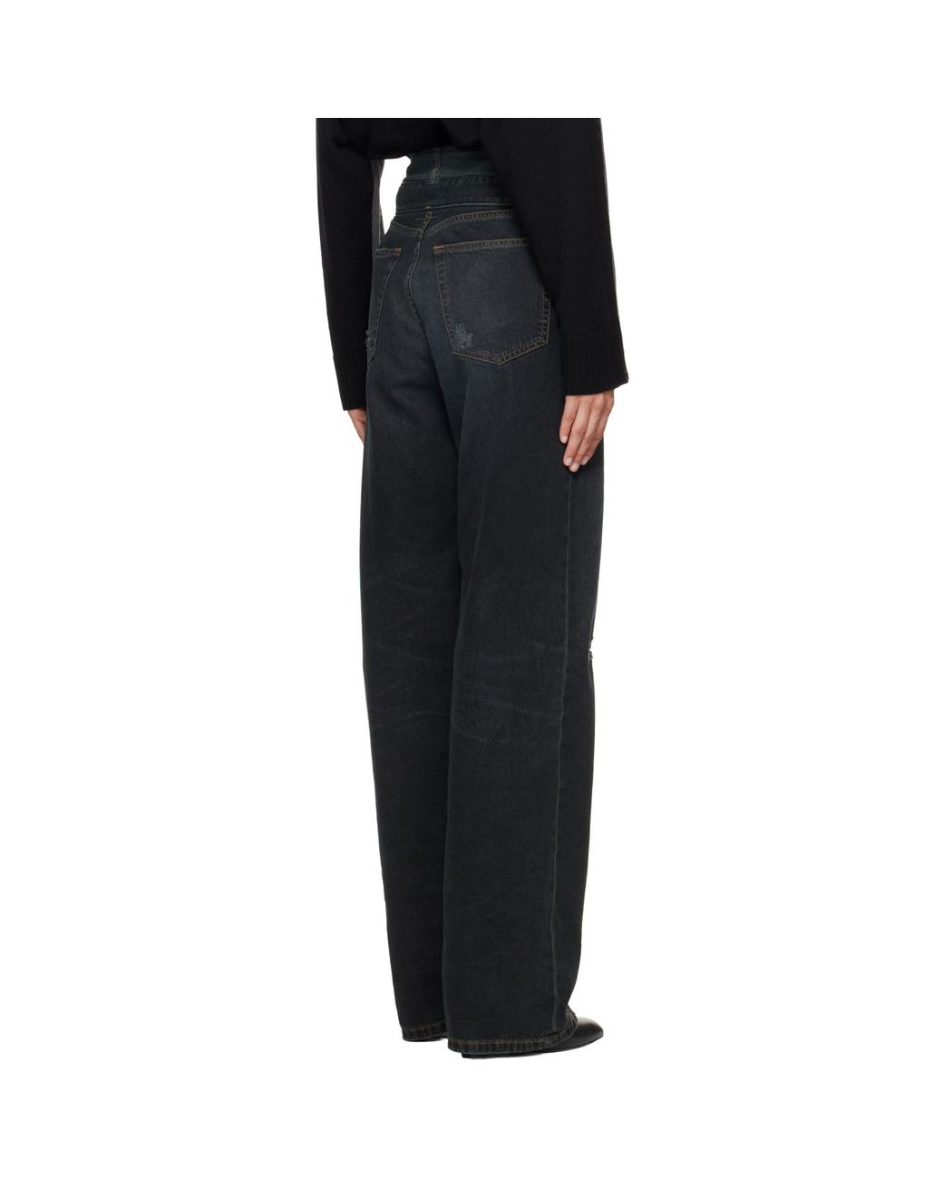 MM6 by Maison Margiela Black Rolled Waist Jeans