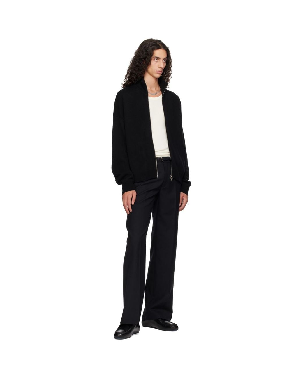 YACAIA Black Y-0020 Merino-Cashmere Sweater for men