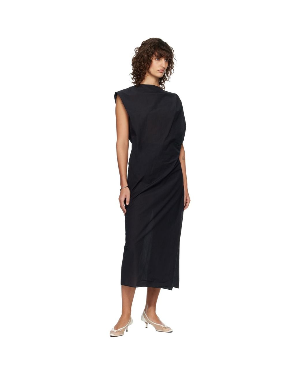Jacquemus Black 'The Drap' Midi Dress