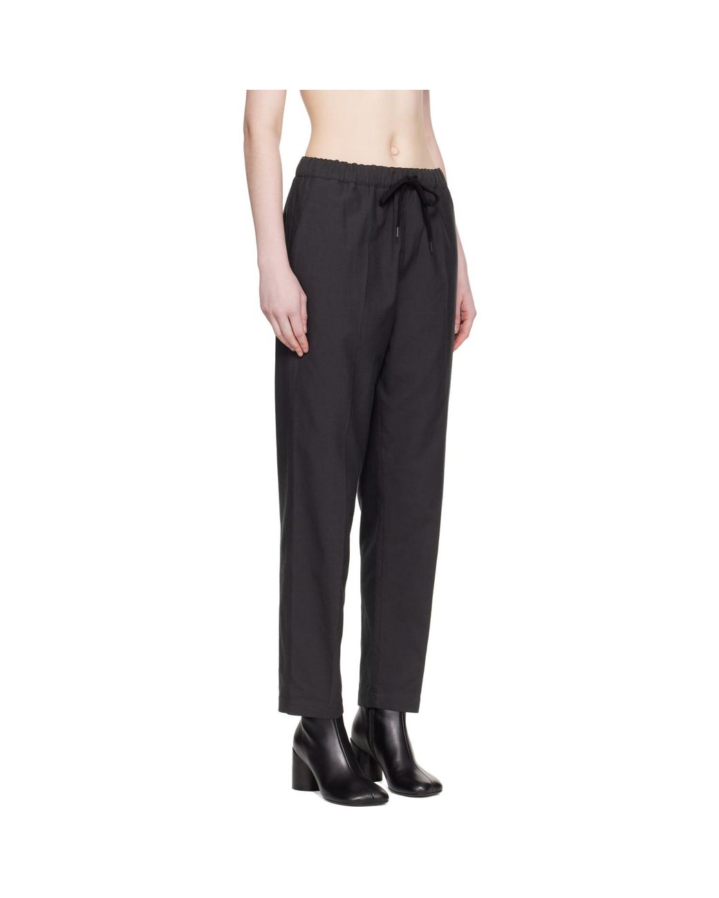MM6 by Maison Margiela Gray Wool Drawstring Trousers