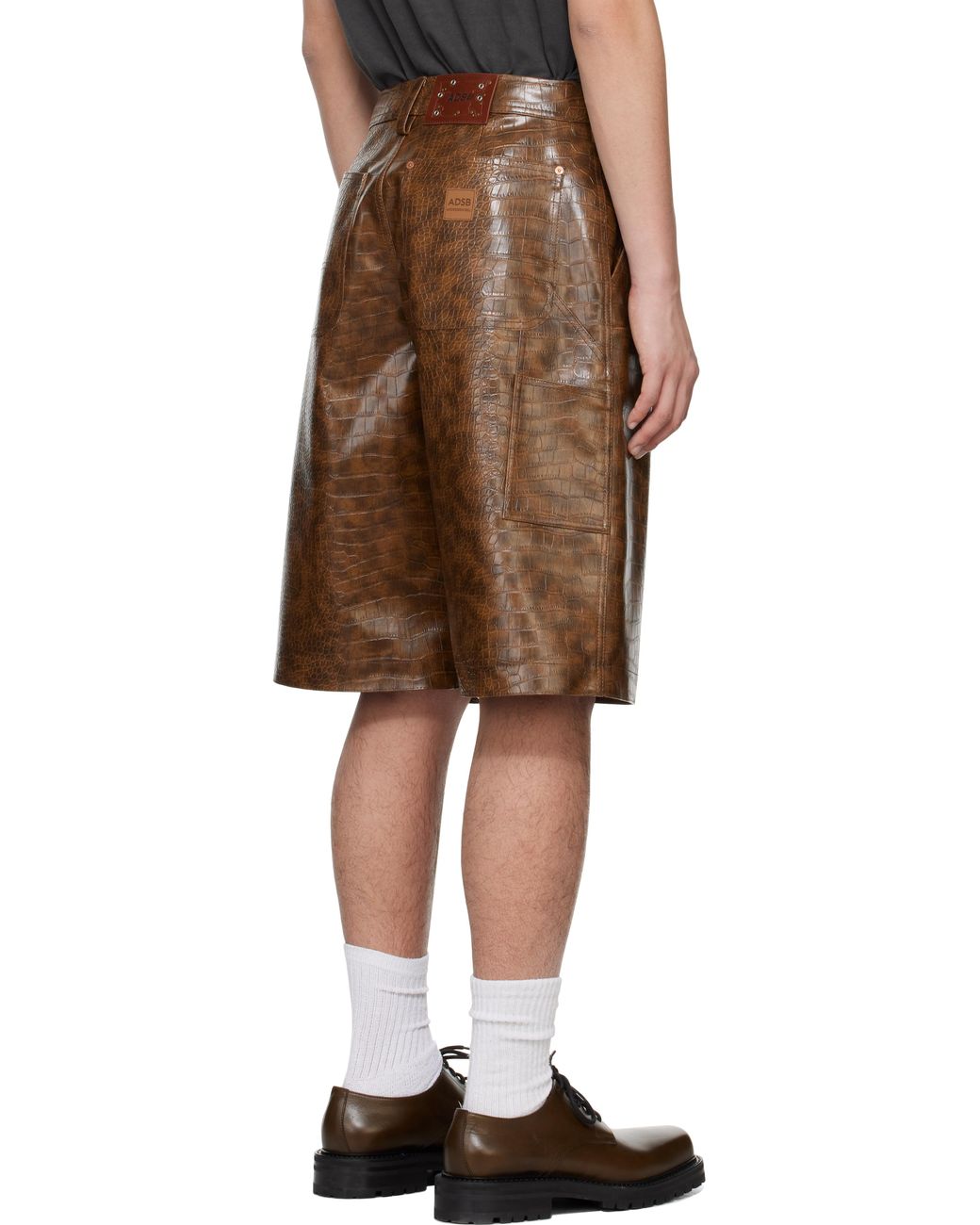ANDERSSON BELL Double Knee Faux-Leather Shorts in Brown for Men | Lyst