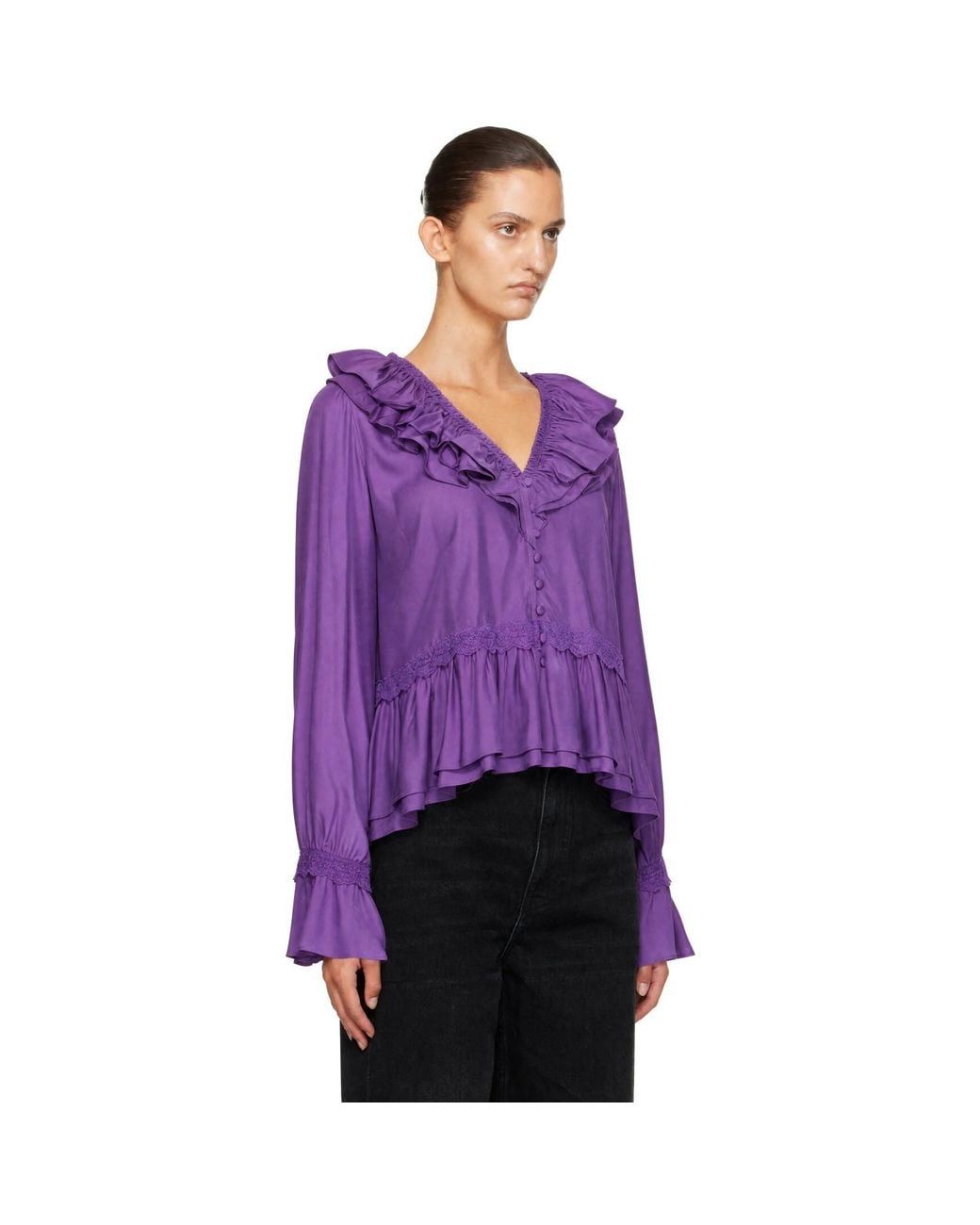 Ganni Purple Viscose Silk Blouse