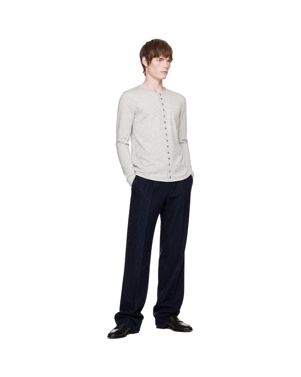Dries Van Noten Gray Fitted Jersey Cardigan for men