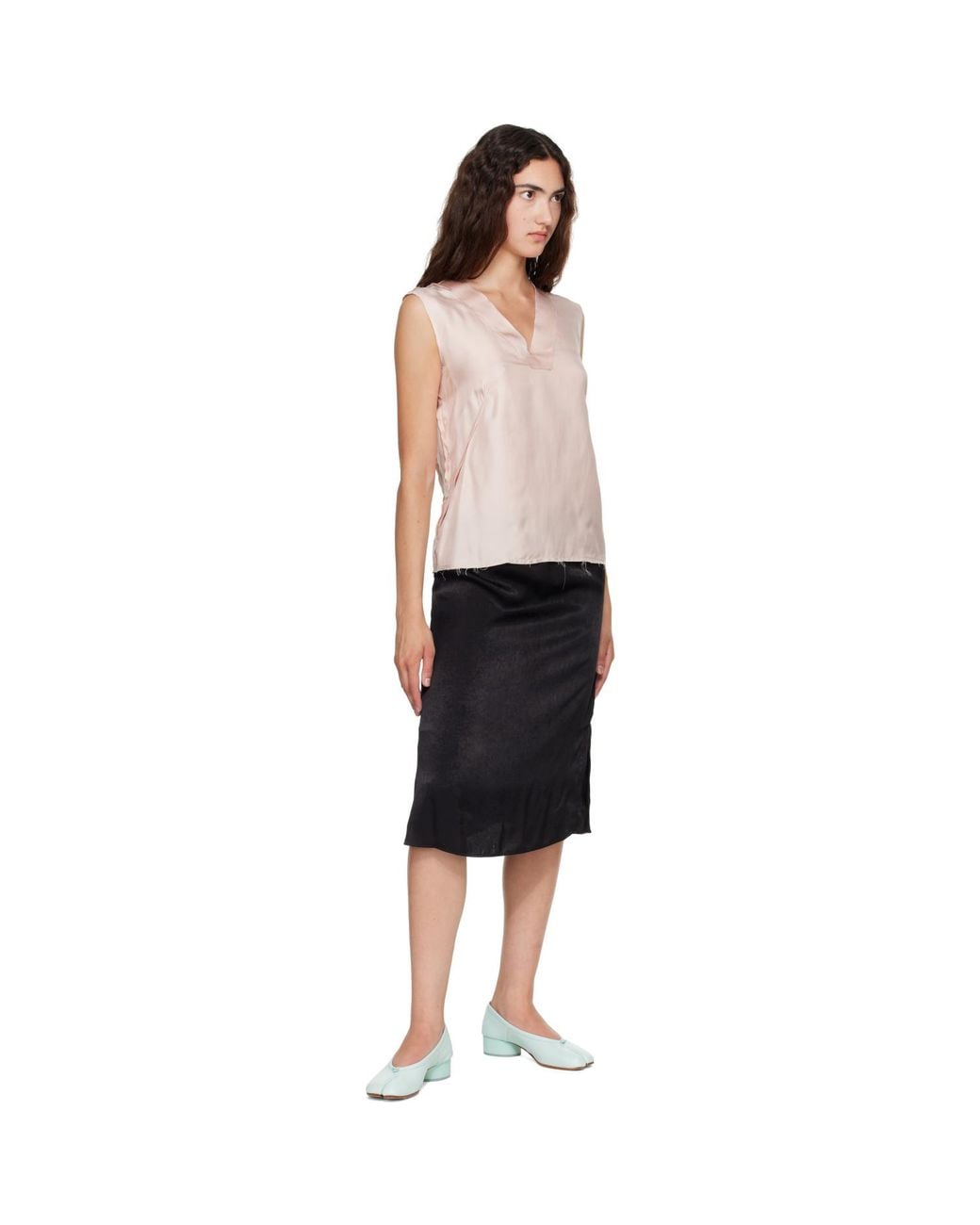MM6 by Maison Margiela Black Lining Look Midi Skirt
