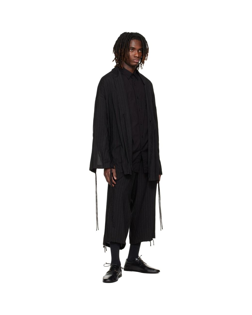 Yohji Yamamoto Black Thin Stripe Trousers for men