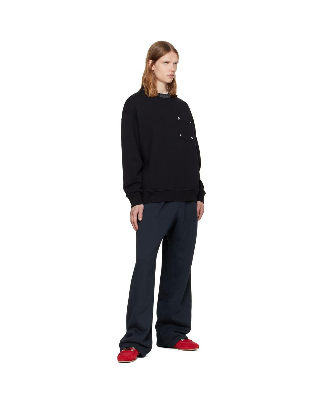 Palm Angels Black Palm Rib Regular Crewneck Sweatshirt for men