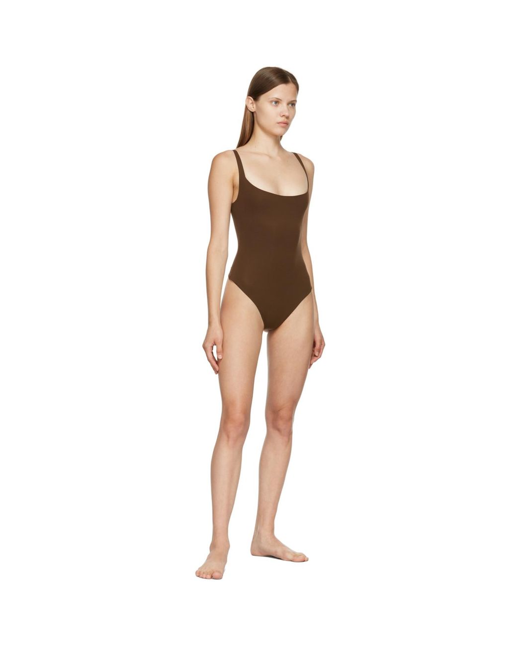 Skims Black Brown Fits Everybody Square Neck Bodysuit