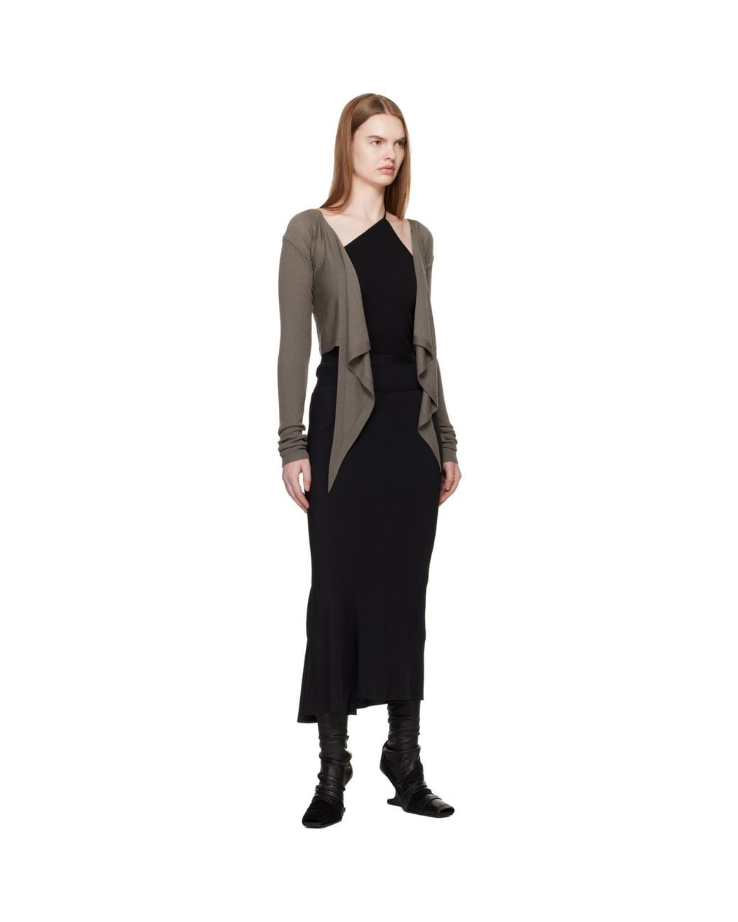 Rick Owens Black Temple Crop Wrap Top