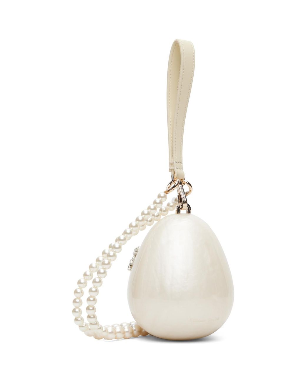 Simone Rocha Metallic Off- Embellished Pearl Crossbody Micro Egg Bag