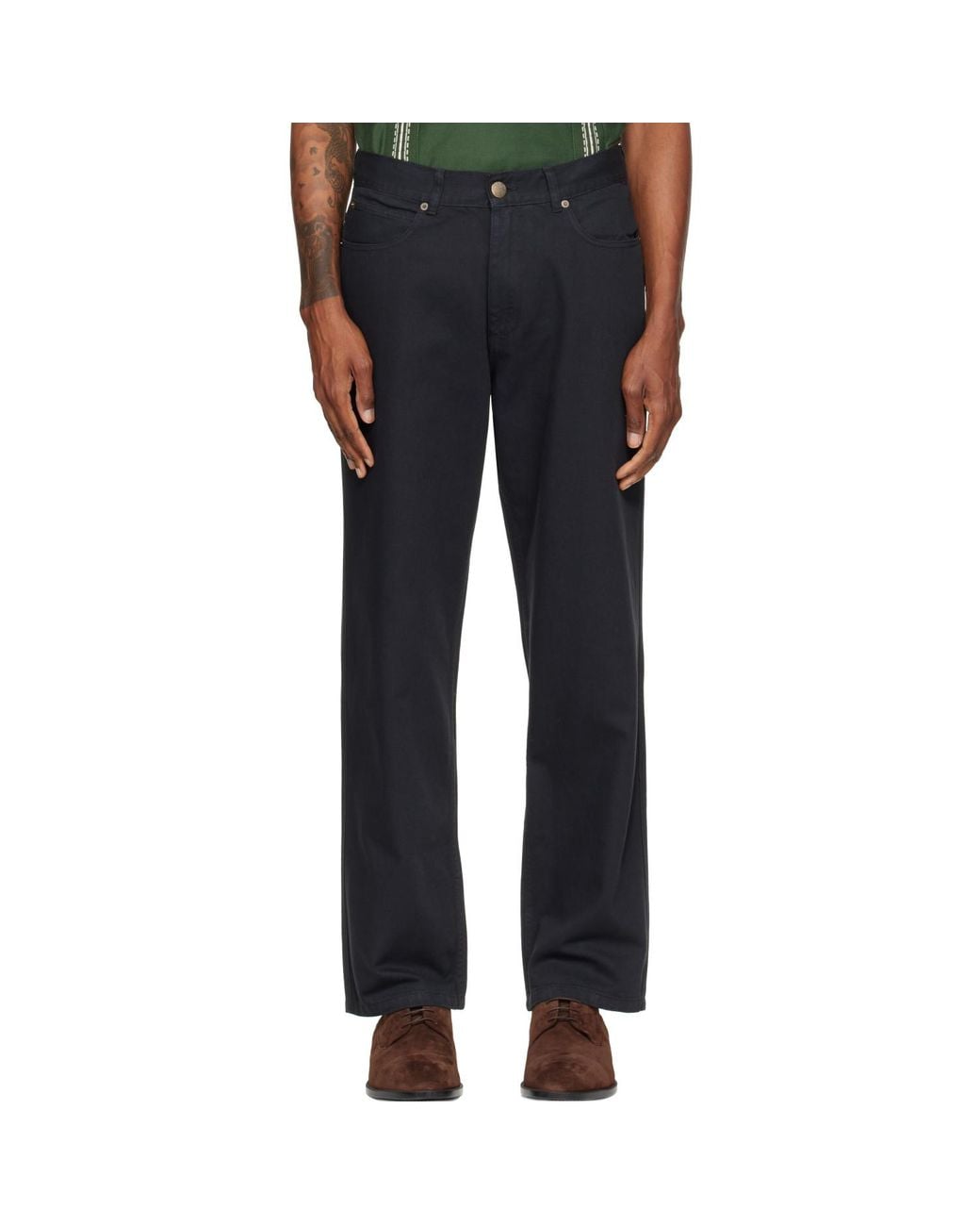 Palmes Blue Coarse Trousers for men