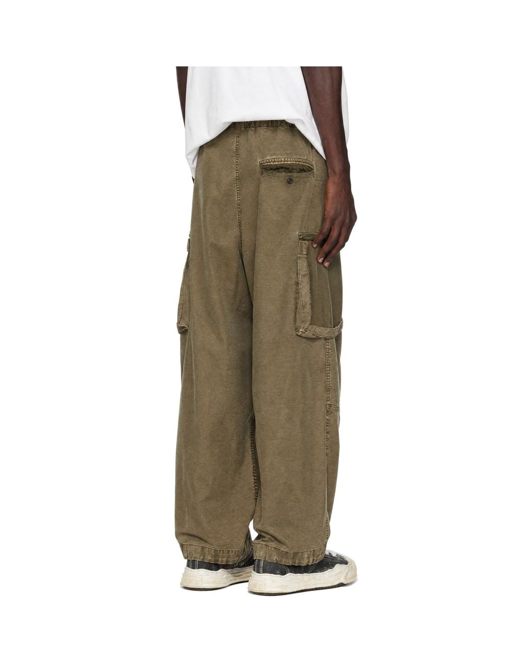 Maison Mihara Yasuhiro Green Cotton Satin Cargo Pants for men