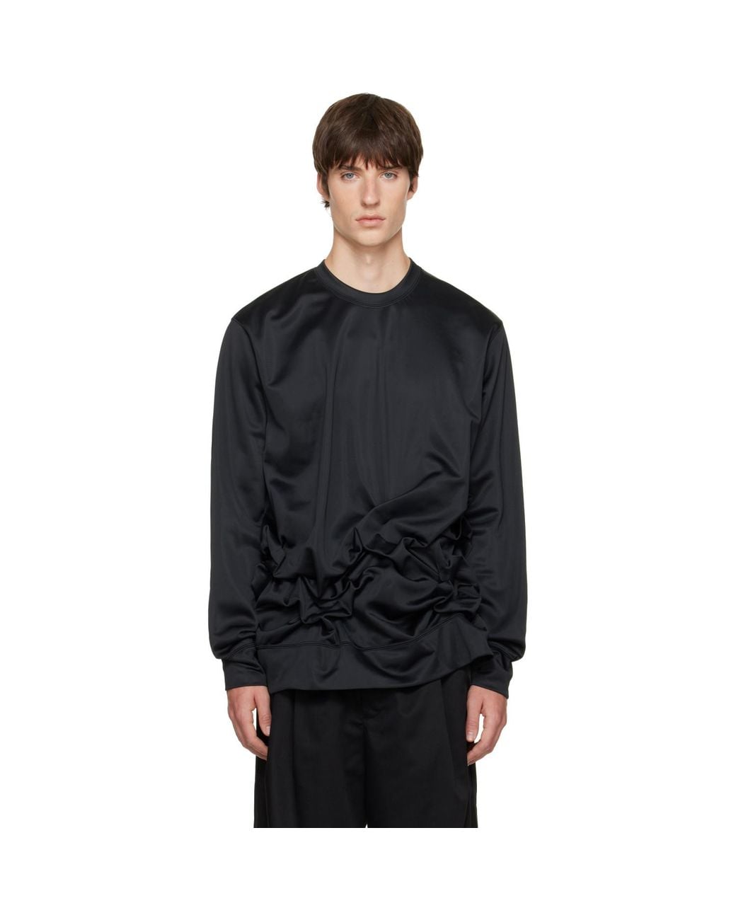 Comme des Garçons Black Gathered Jersey Long Sleeve T-Shirt for men