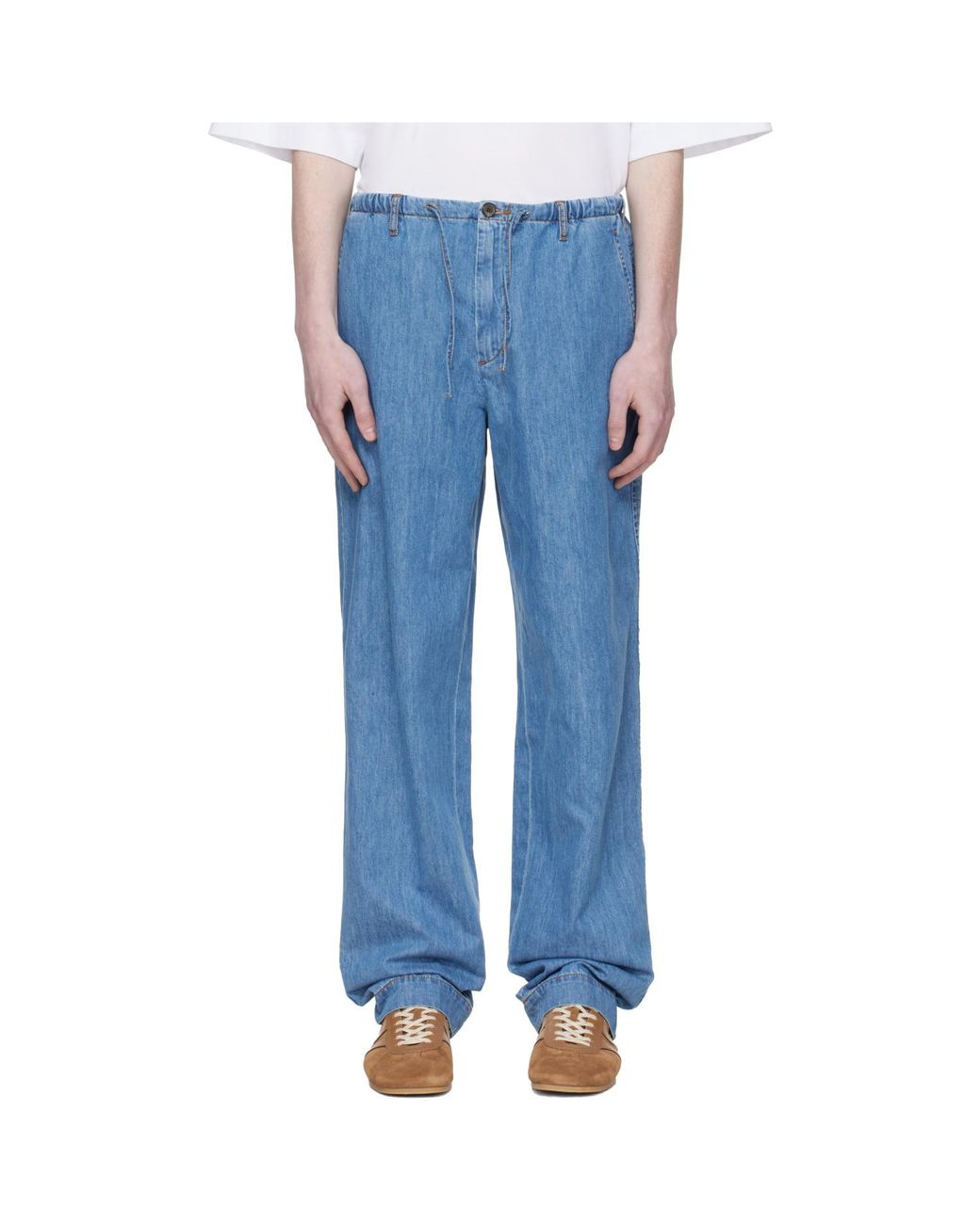 Dries Van Noten Blue Drawstring Jeans for men