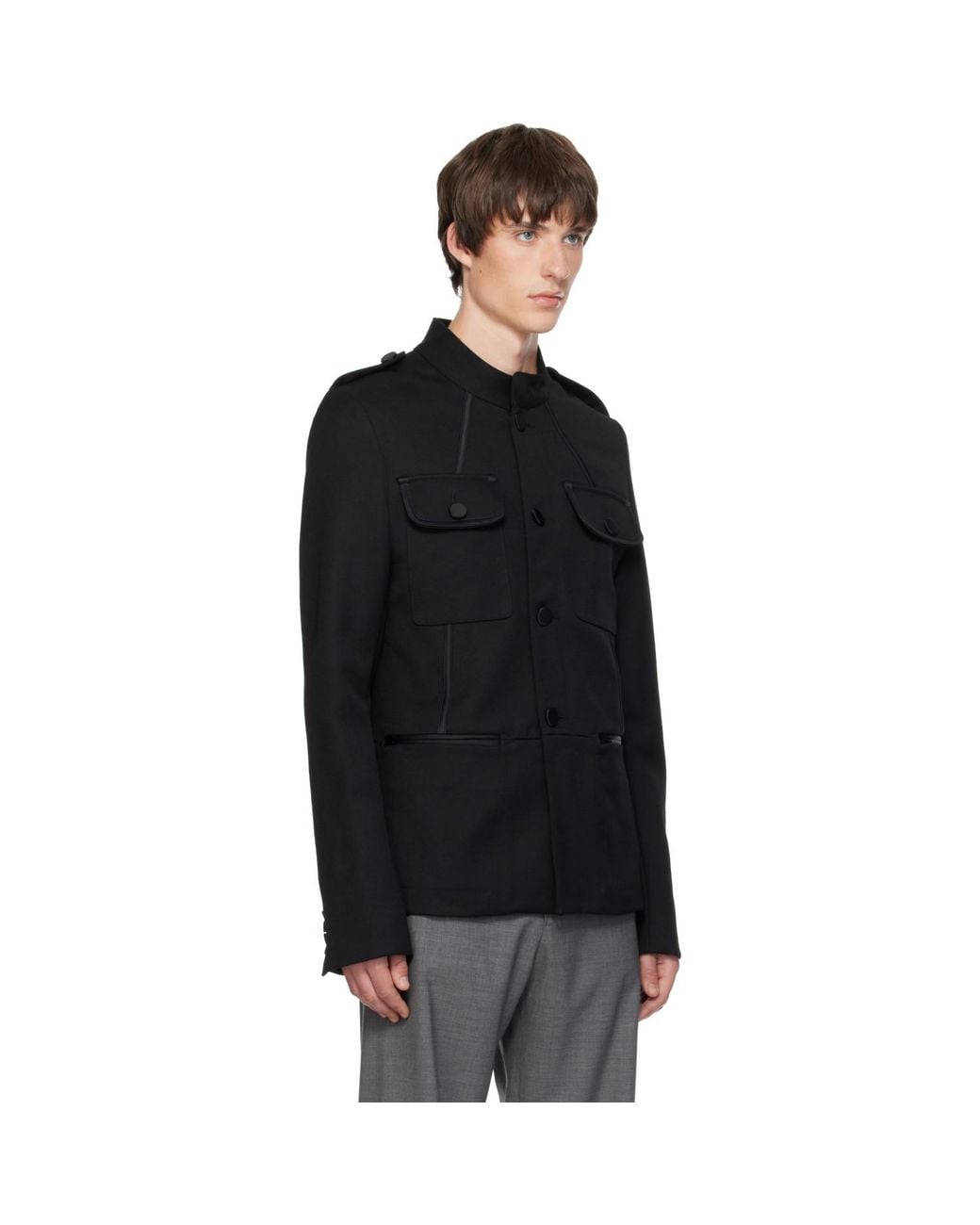 AARON ESH Black Twill Blouson Jacket for men
