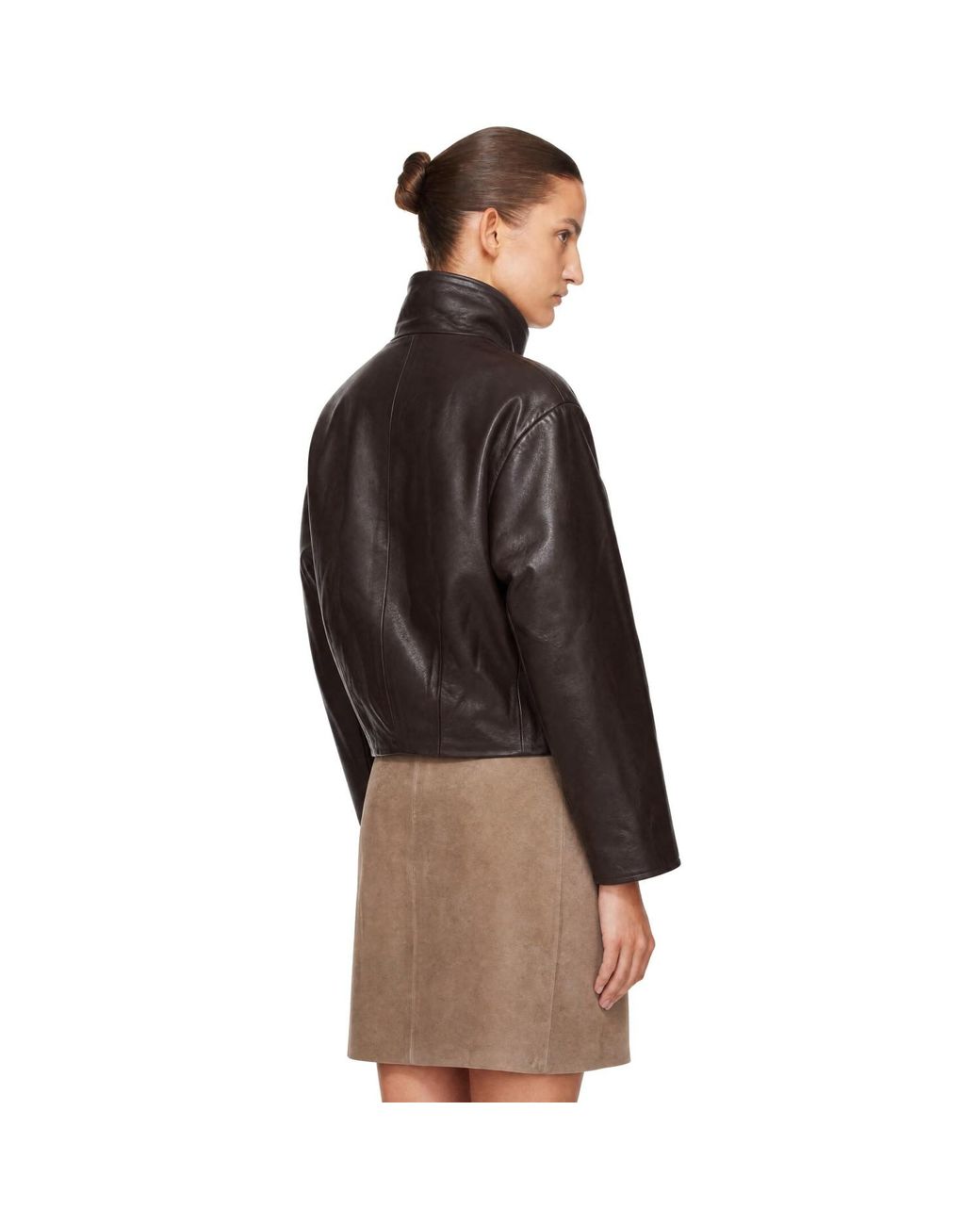 St. Agni Brown Cocoon Zip Leather Jacket