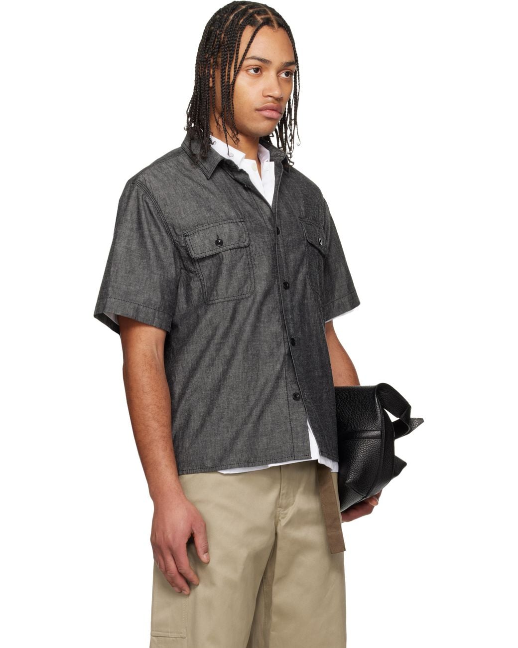 Sacai Black Light Weight Denim Shirt for men