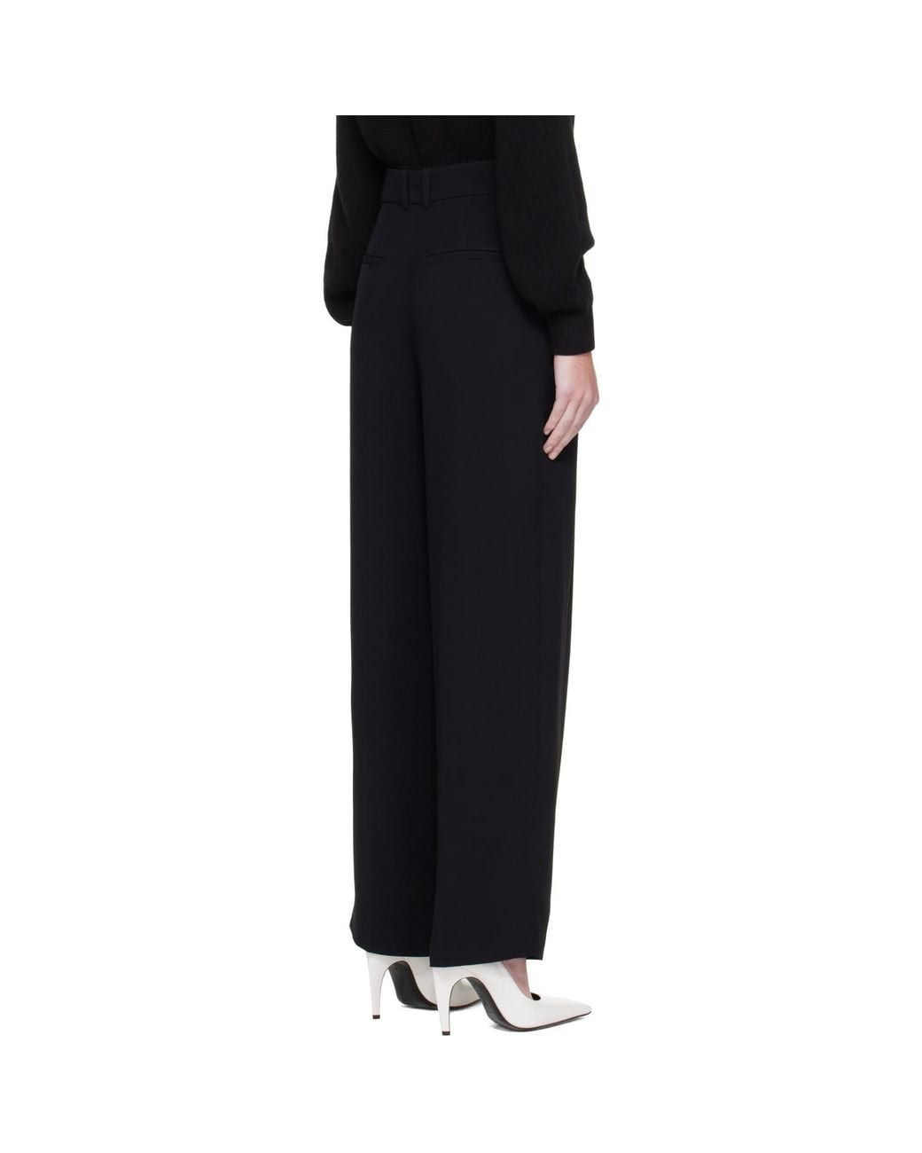 Totême Black Double-Pleat Fluid Cady Trousers