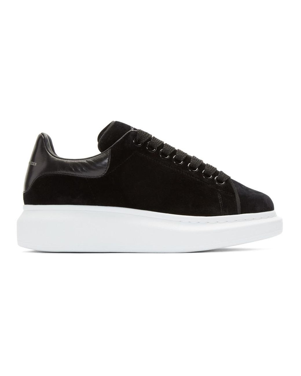 Alexander McQueen Black Velvet Oversized Sneakers | Lyst