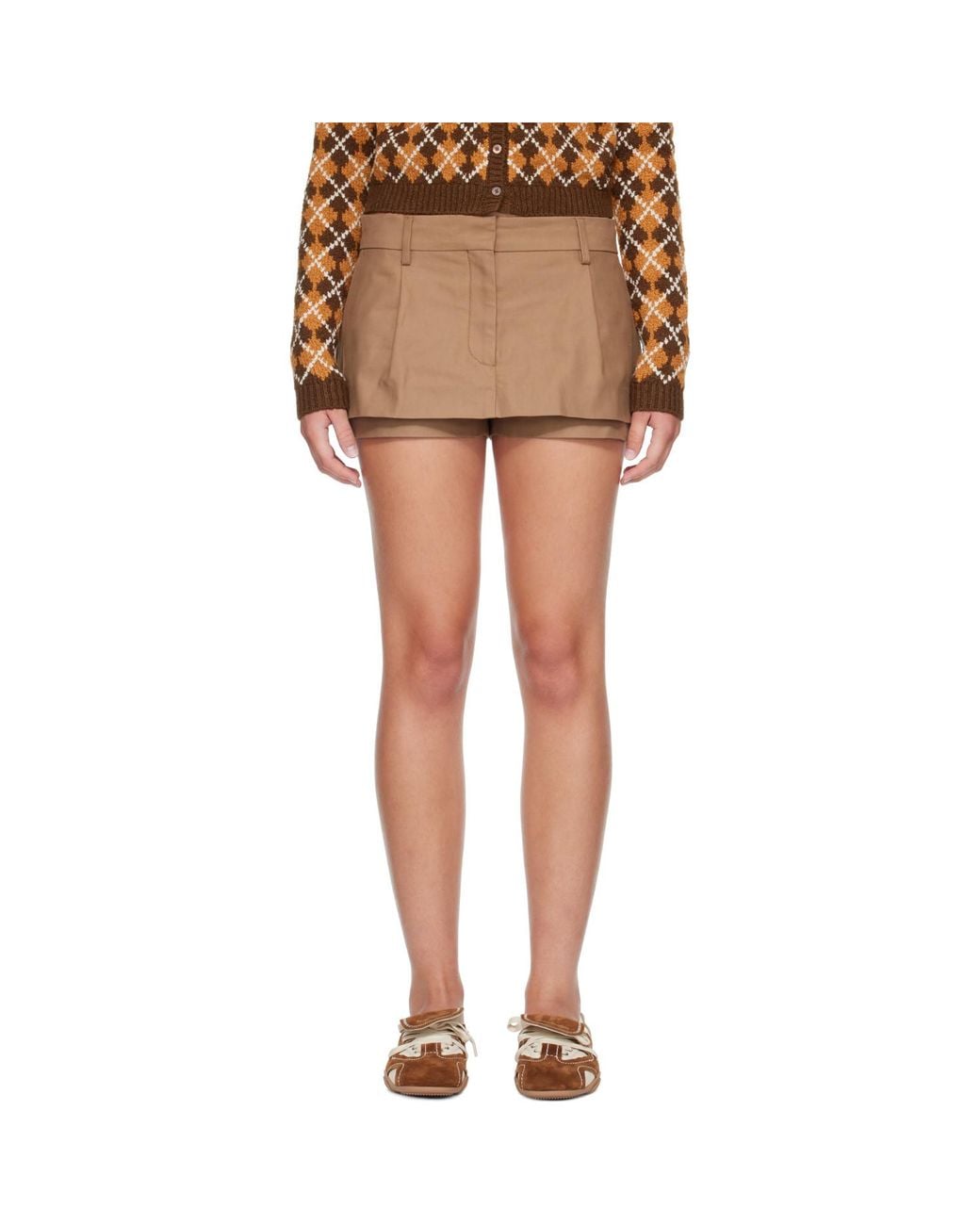Acne Brown Layered Satin Skort