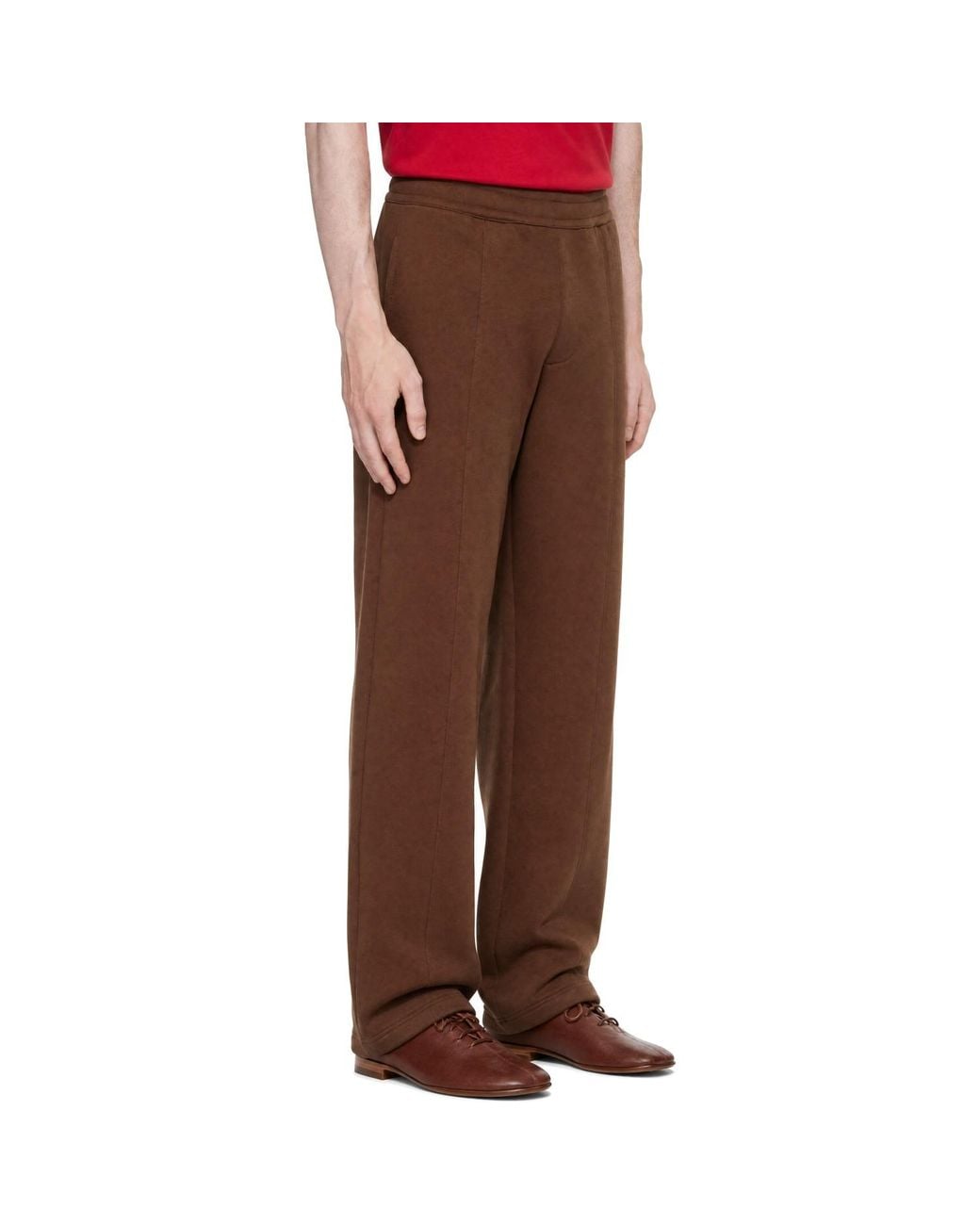 AMI Brown Cotton Embossed Ami De Coeur Sweatpants for men