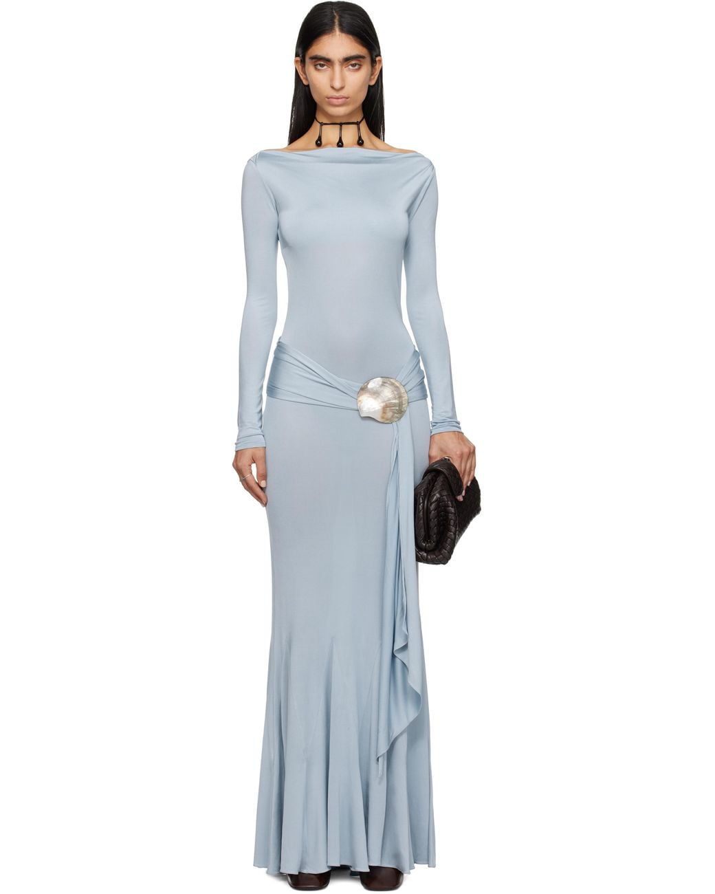 Conner Ives Shell Belt Maxi Dress in Black | Lyst