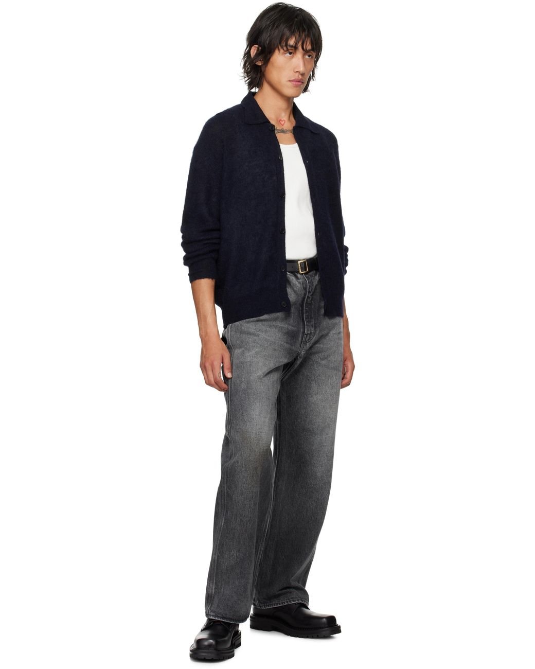 AURALEE Selvedge Faded Heavy Painter Jeans in Black for Men