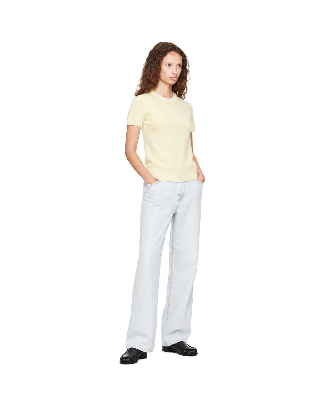 DUNST White Half Sleeve Knit Top