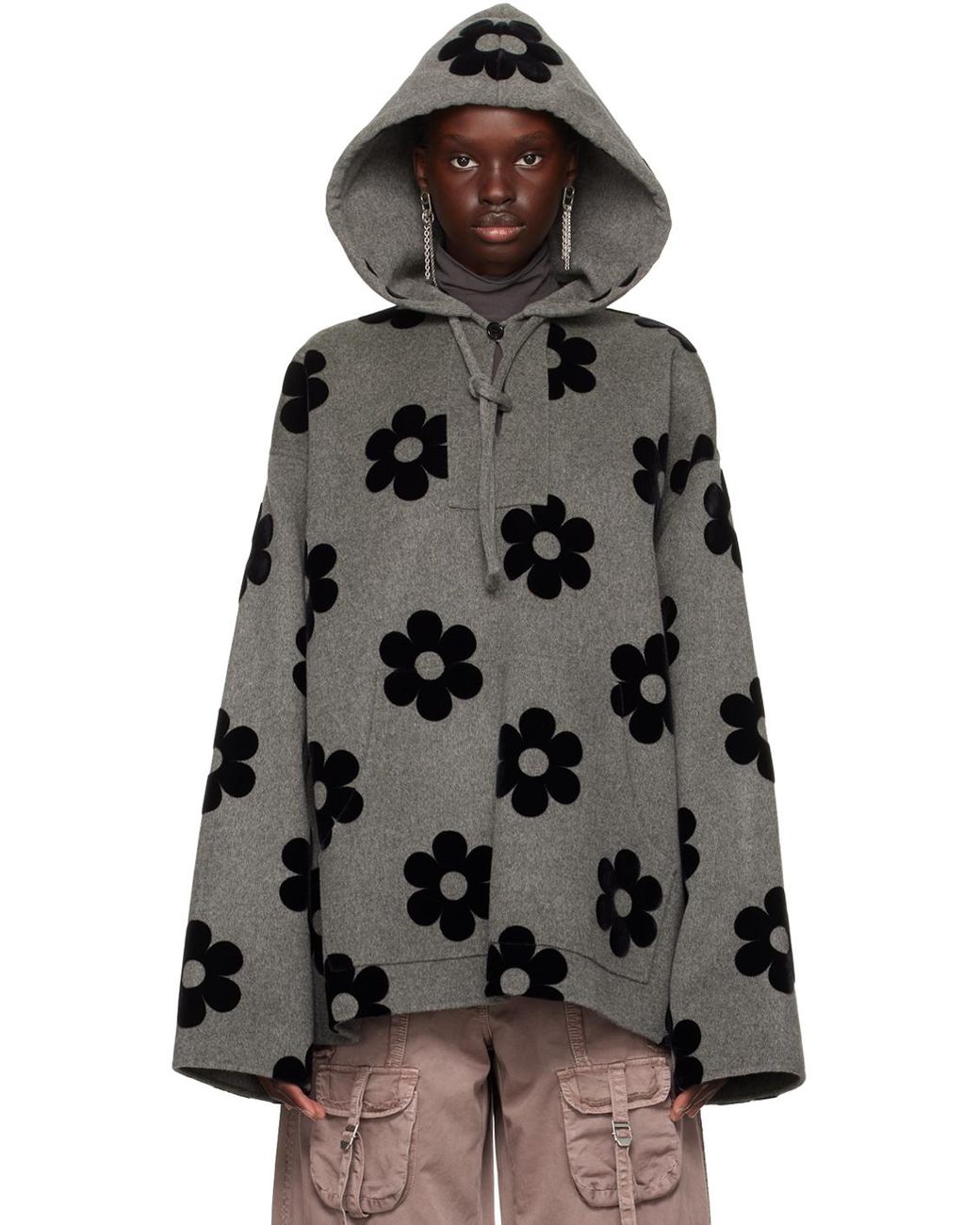 Acne Studios Gray Flower Hoodie in Black Lyst UK