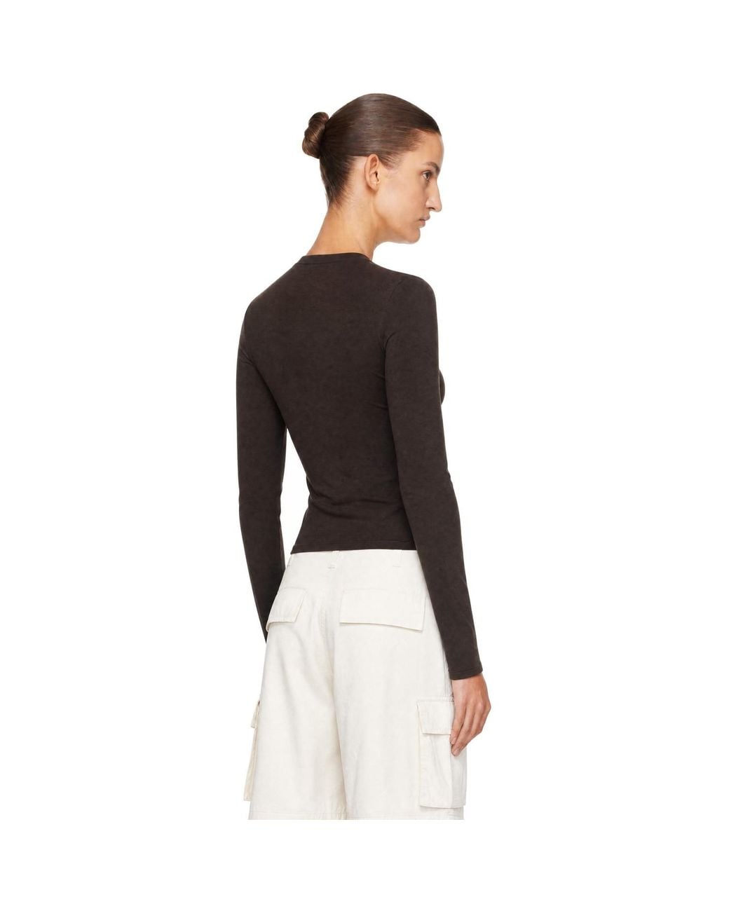 Skims Black Cotton Jersey Long Sleeve T-Shirt