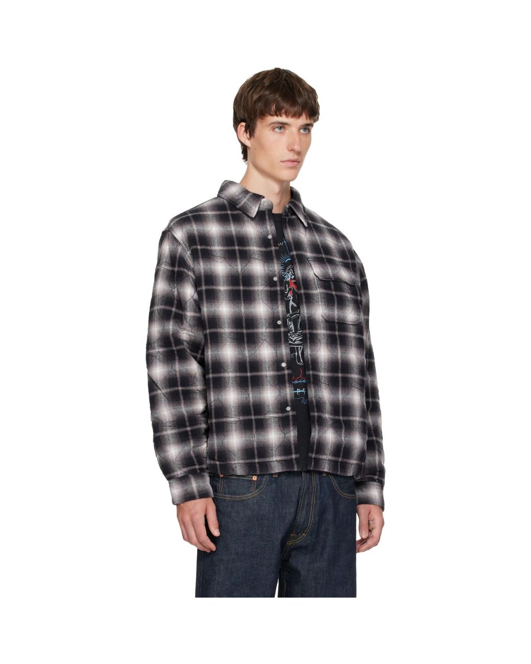 Represent Black Logo Quilted Shirt for men