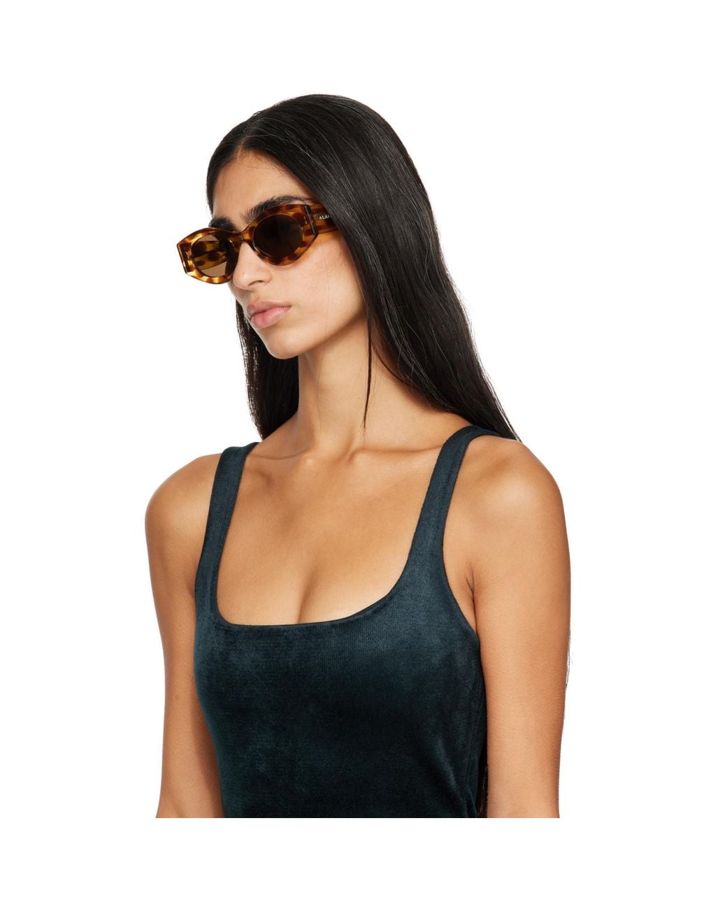 Alaïa Brown Tortoiseshell Oval Sunglasses
