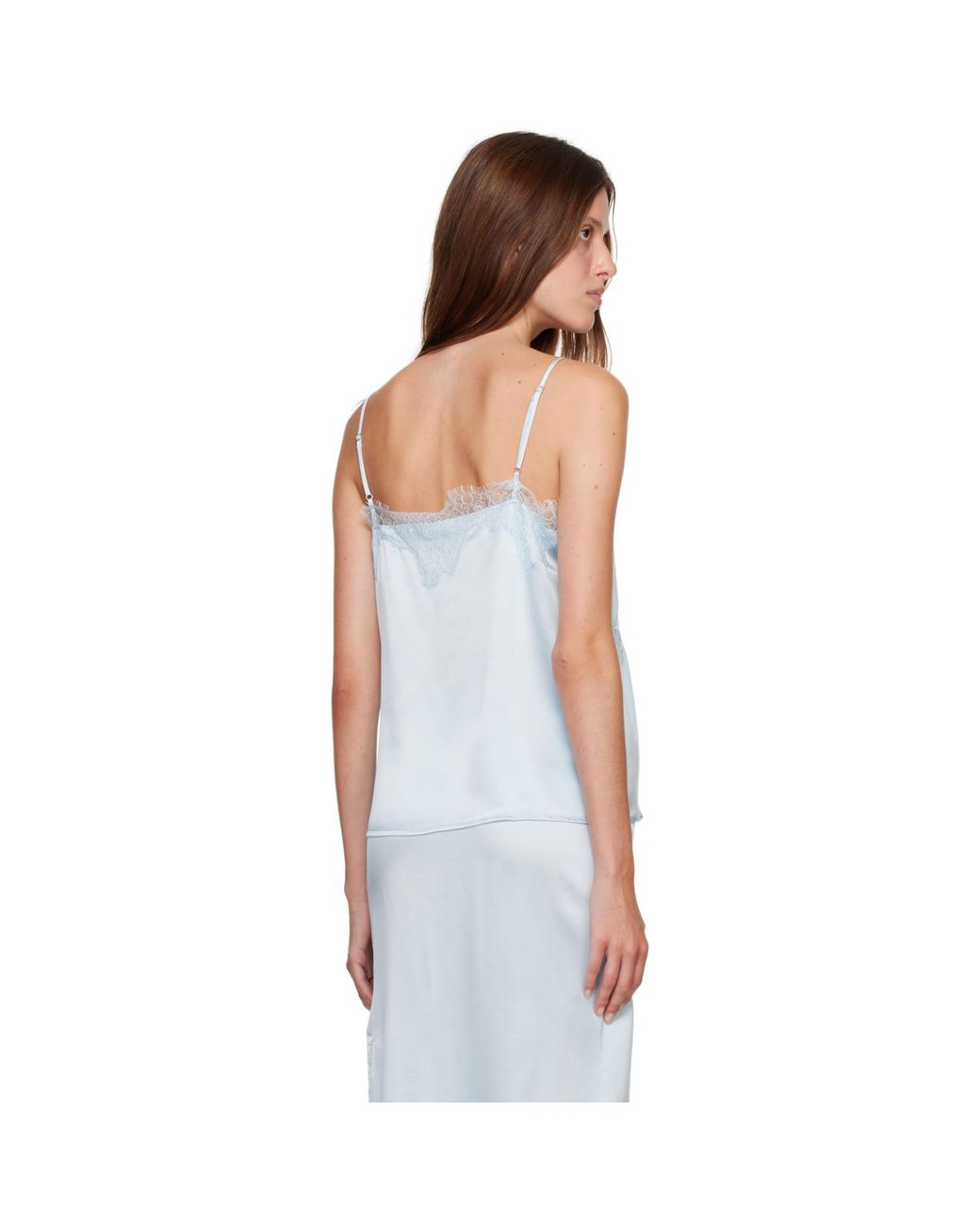 R2W Blue Milena Silk Lace Sleeveless Camisole
