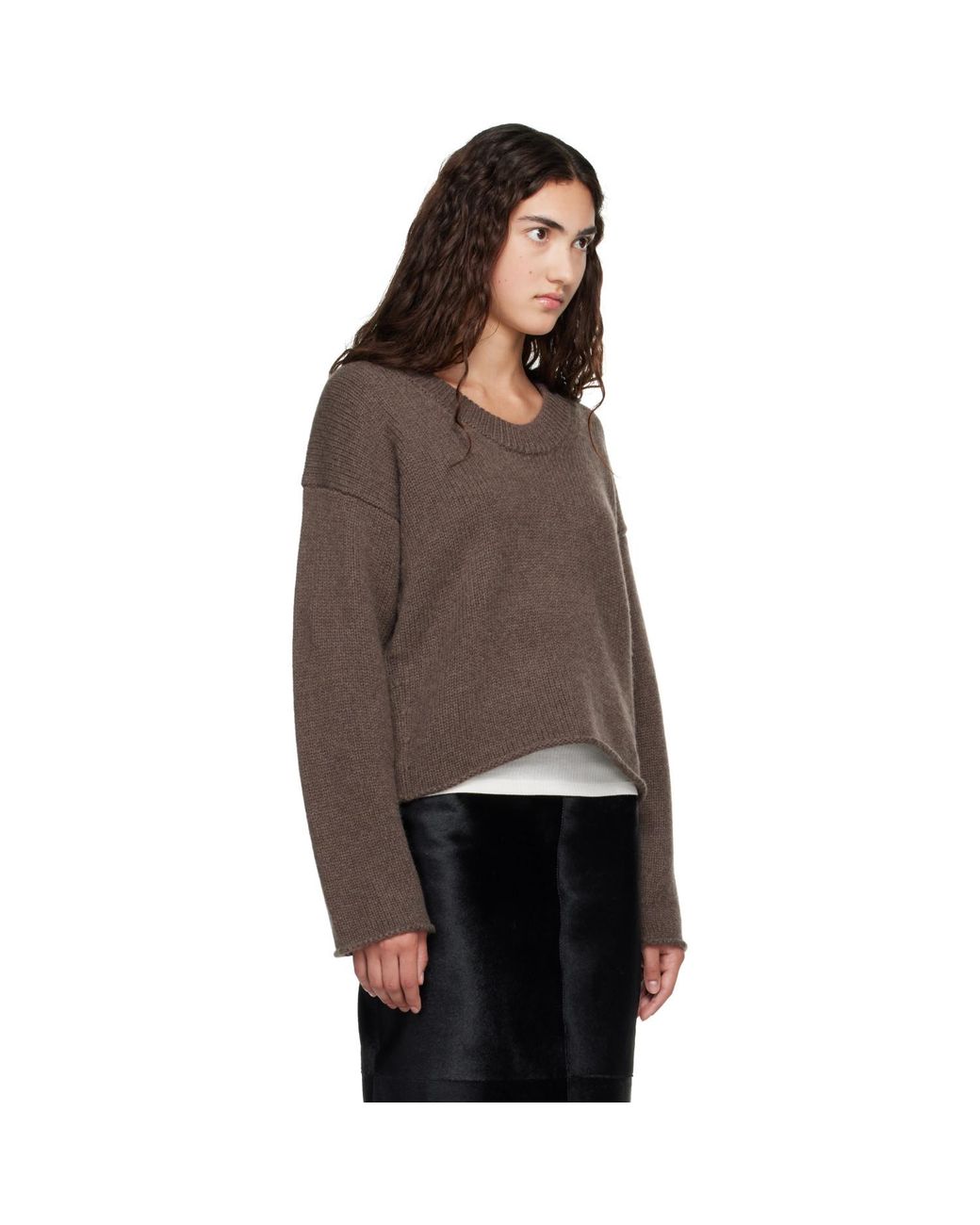 Loulou de Saison Brown Derry Lds U Neck Cashmere Sweater