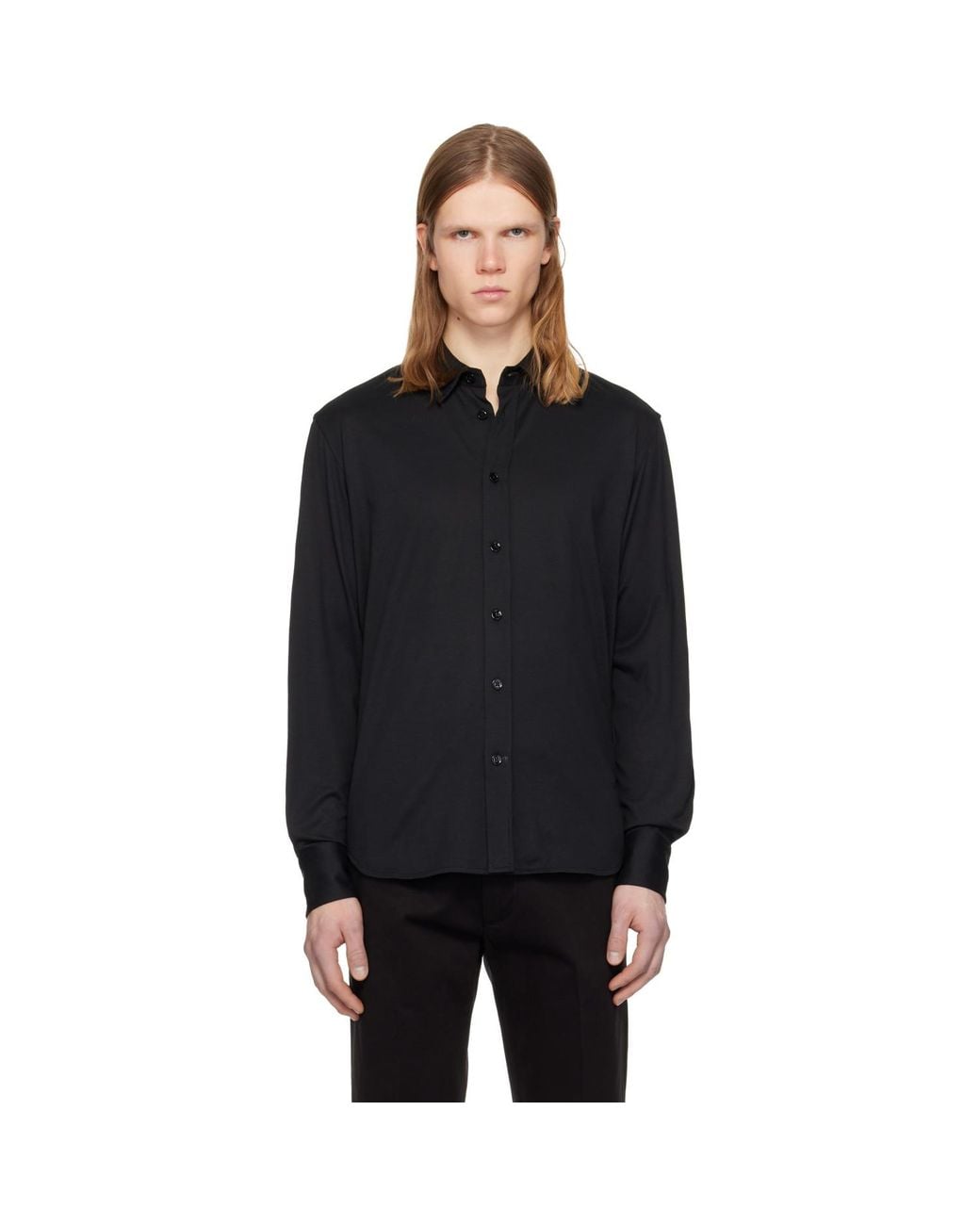 Tom Ford Black Silk Cotton Blend Shirt for men