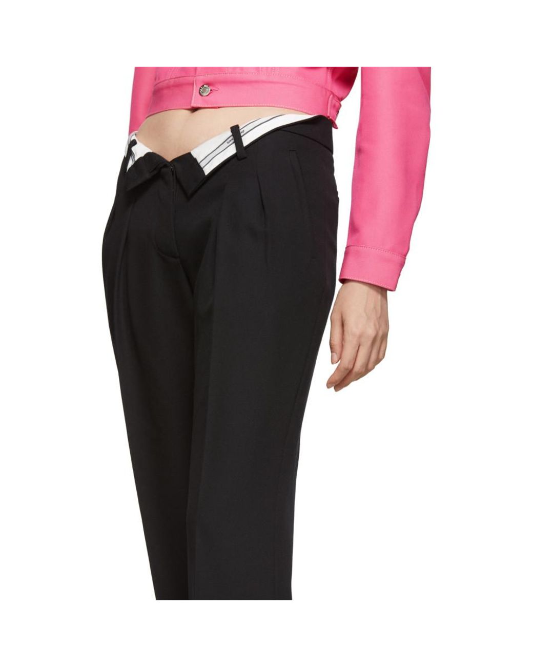 Alexander Wang Black Flipped Waistband Carrot Trousers | Lyst