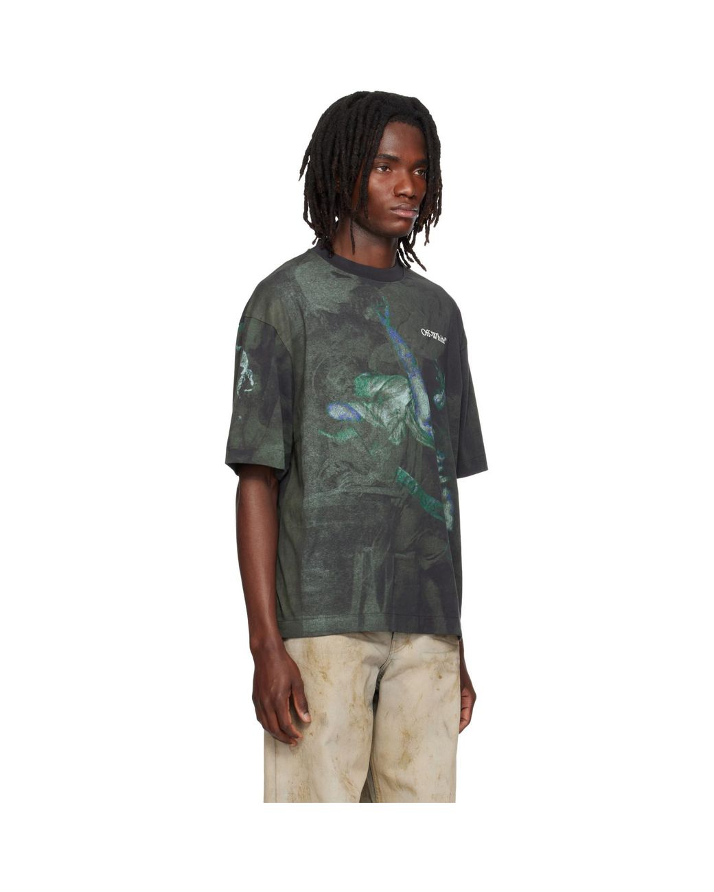 Off-White c/o Virgil Abloh Green Dark Painting Skate S/S T-Shirt for men