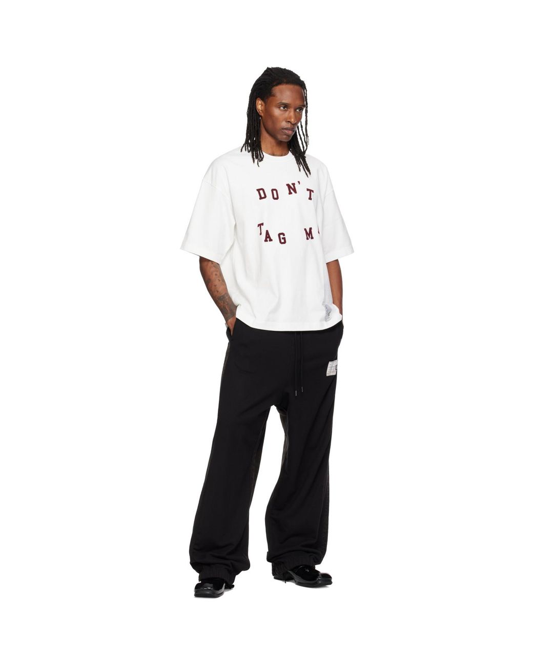 Maison Mihara Yasuhiro White 'Don'T Tag Me' Flocky Print T-Shirt for men