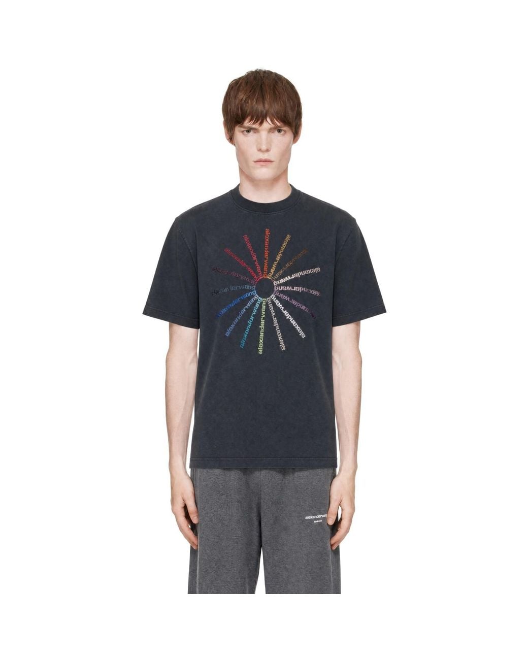 Alexander Wang Black Crystal Hotfix Pinwheel T-Shirt for men