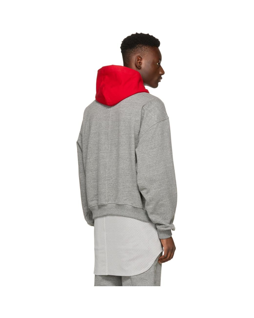 Fear Of God Grey & Red Everyday Hoodie in Gray for Men | Lyst