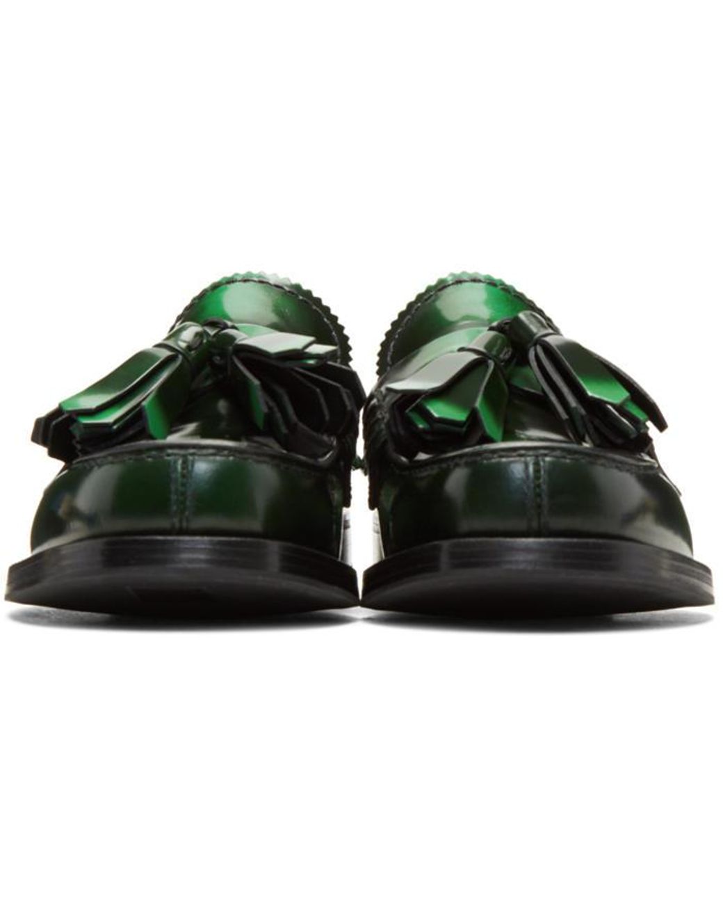 Prada Leather Green Tassel Loafers | Lyst Canada