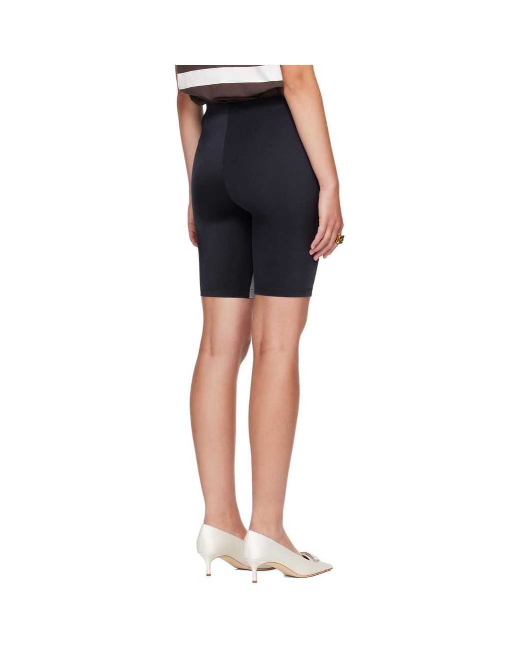 Versace Blue Embroidered-Logo Bicycle Shorts