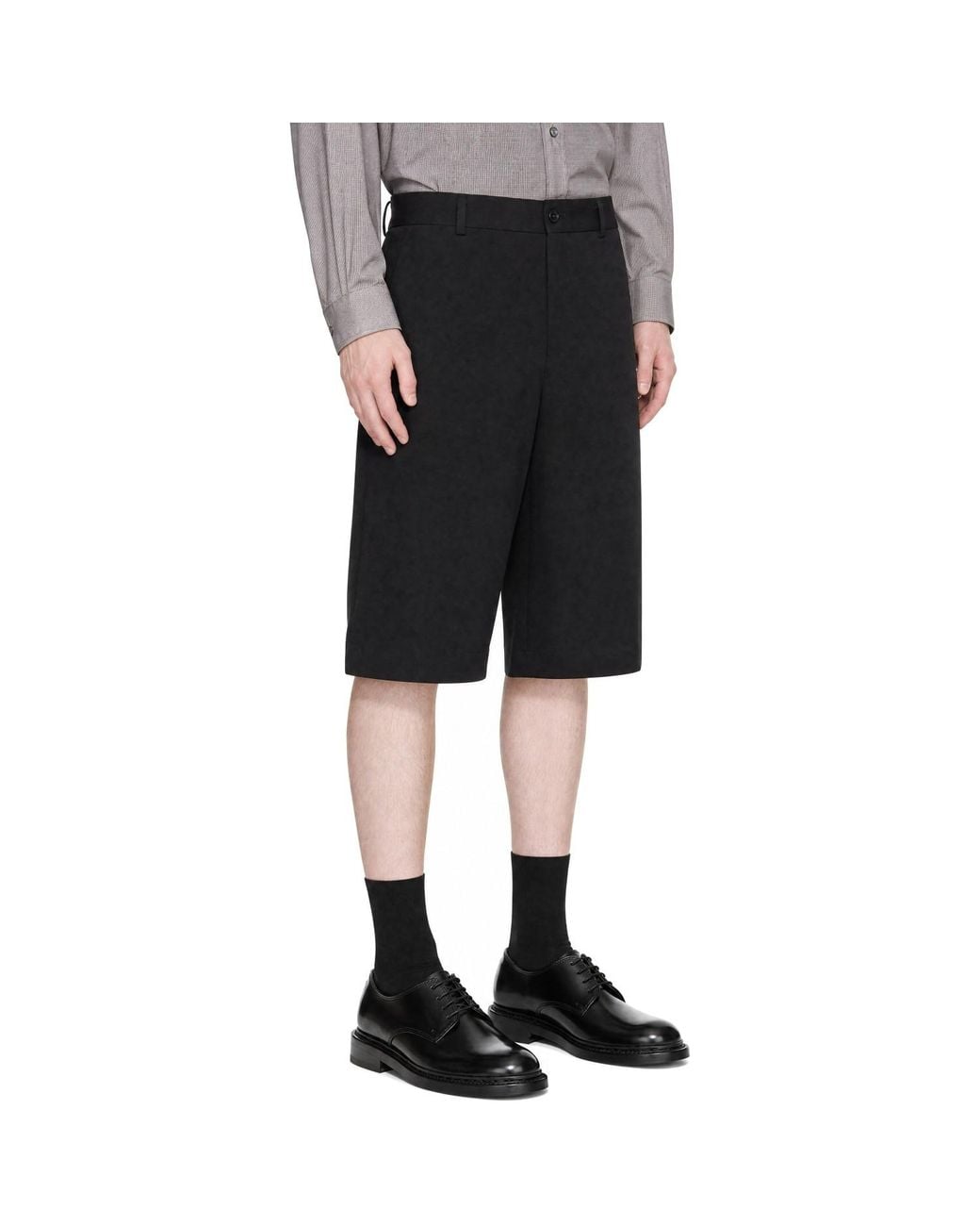 Comme des Garçons Black Wool Gabardine Shorts for men